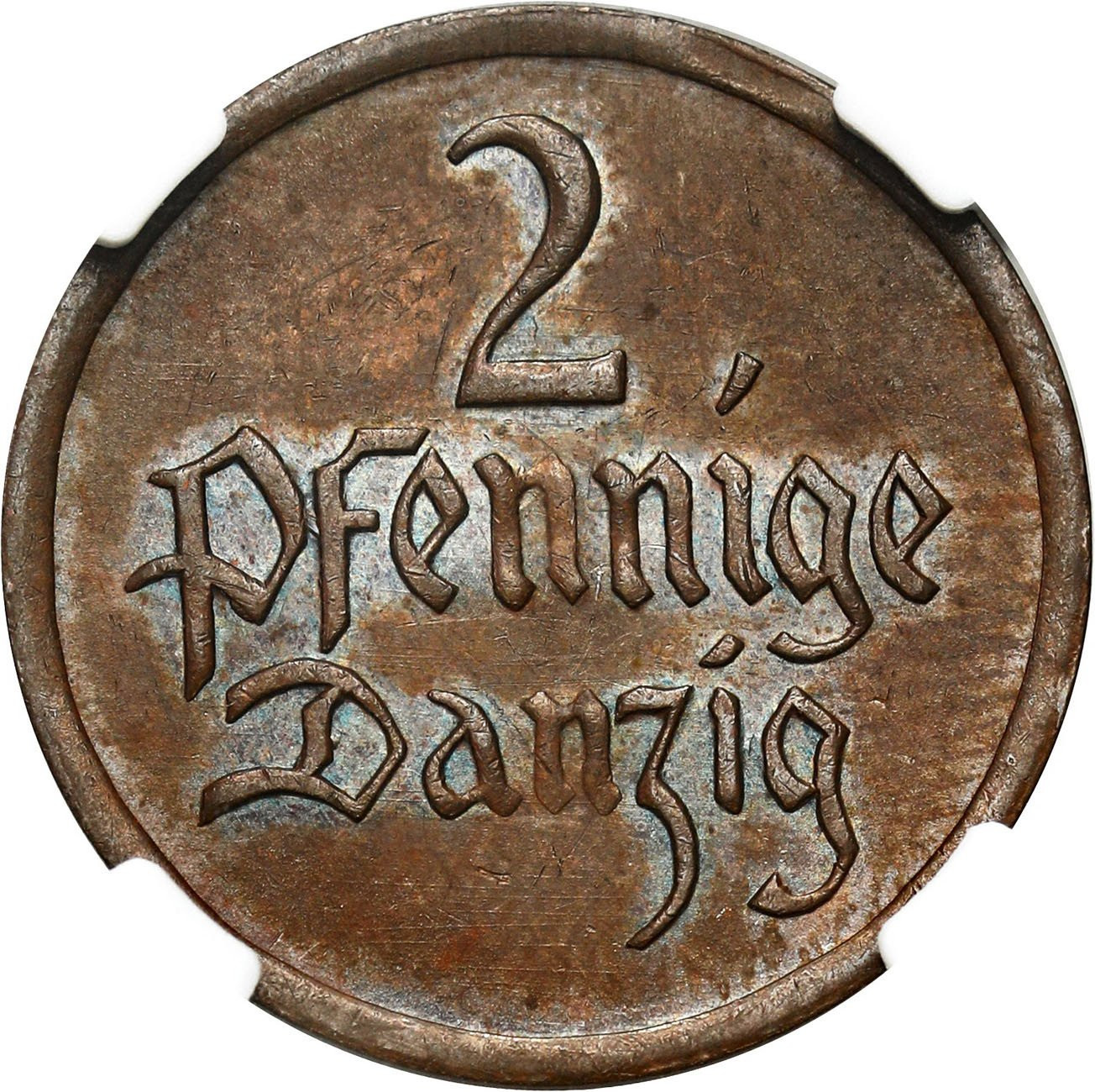 Wolne Miasto Gdańsk, Danzig 2 fenigi 1926 NGC MS62 BN