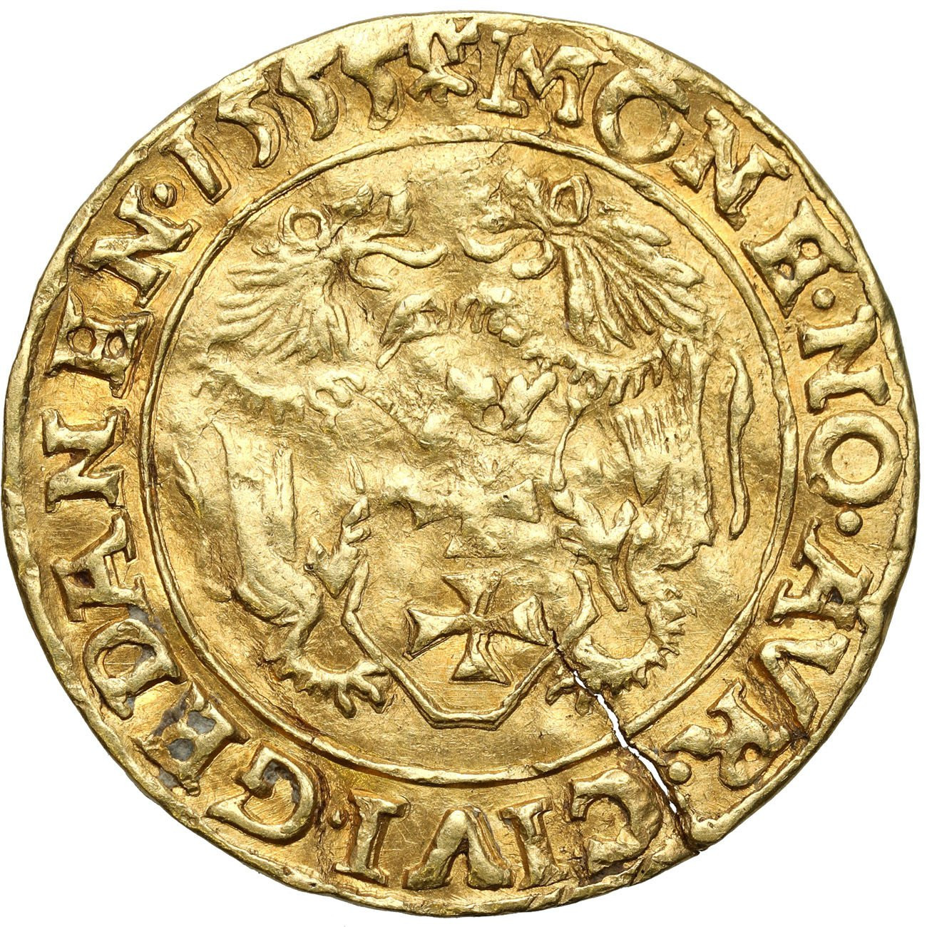 Zygmunt II August. Dukat 1555 - odmiana TO - Gdańsk – NIEZNANY WARIANT