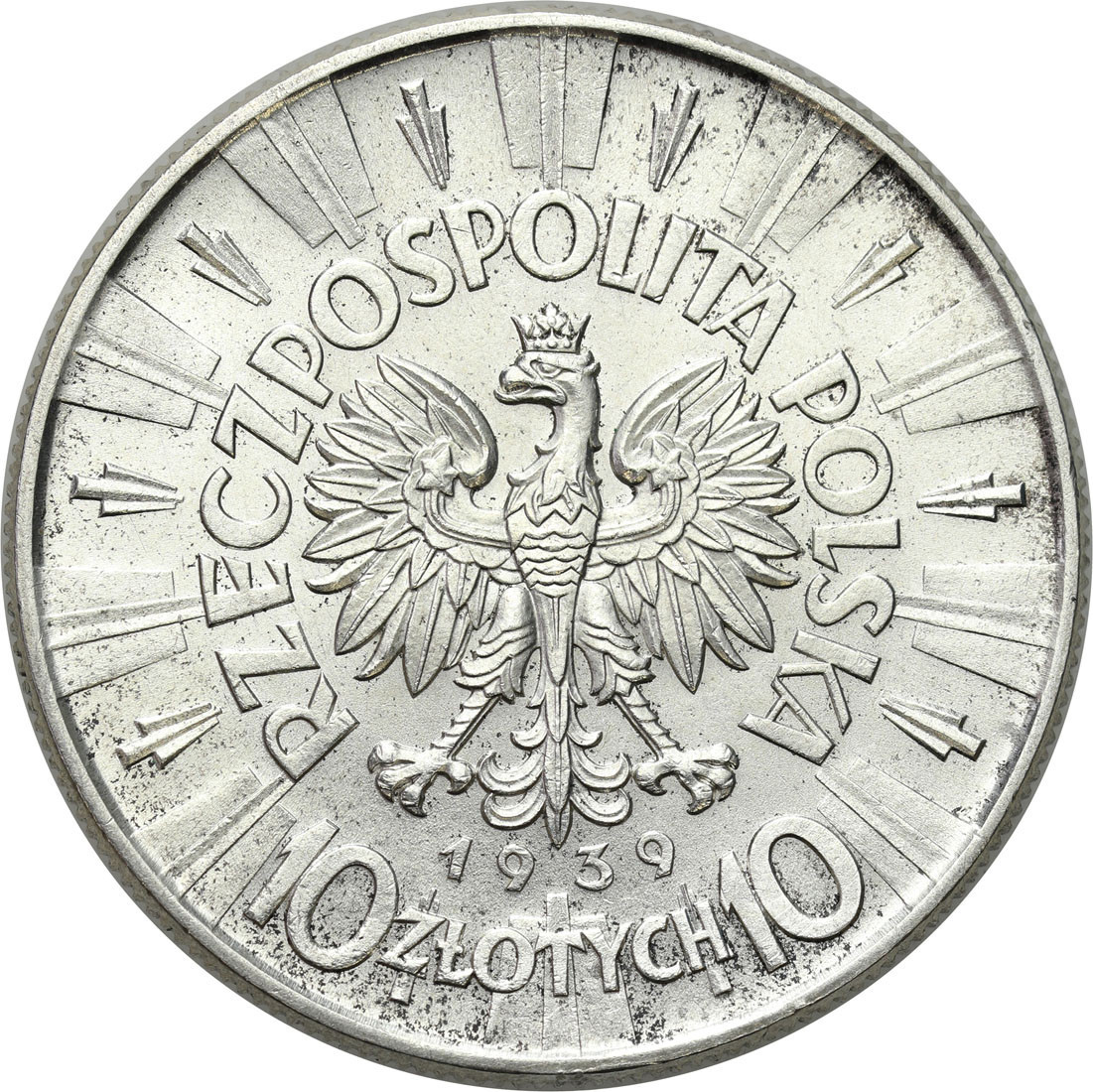 II RP. 10 złotych 1939 Piłsudski – PIĘKNE