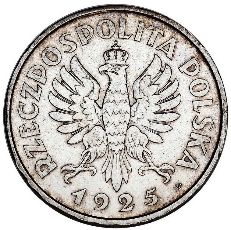 II RP. 5 złotych 1925 PRÓBA, Konstytucja 81 perełek, srebro