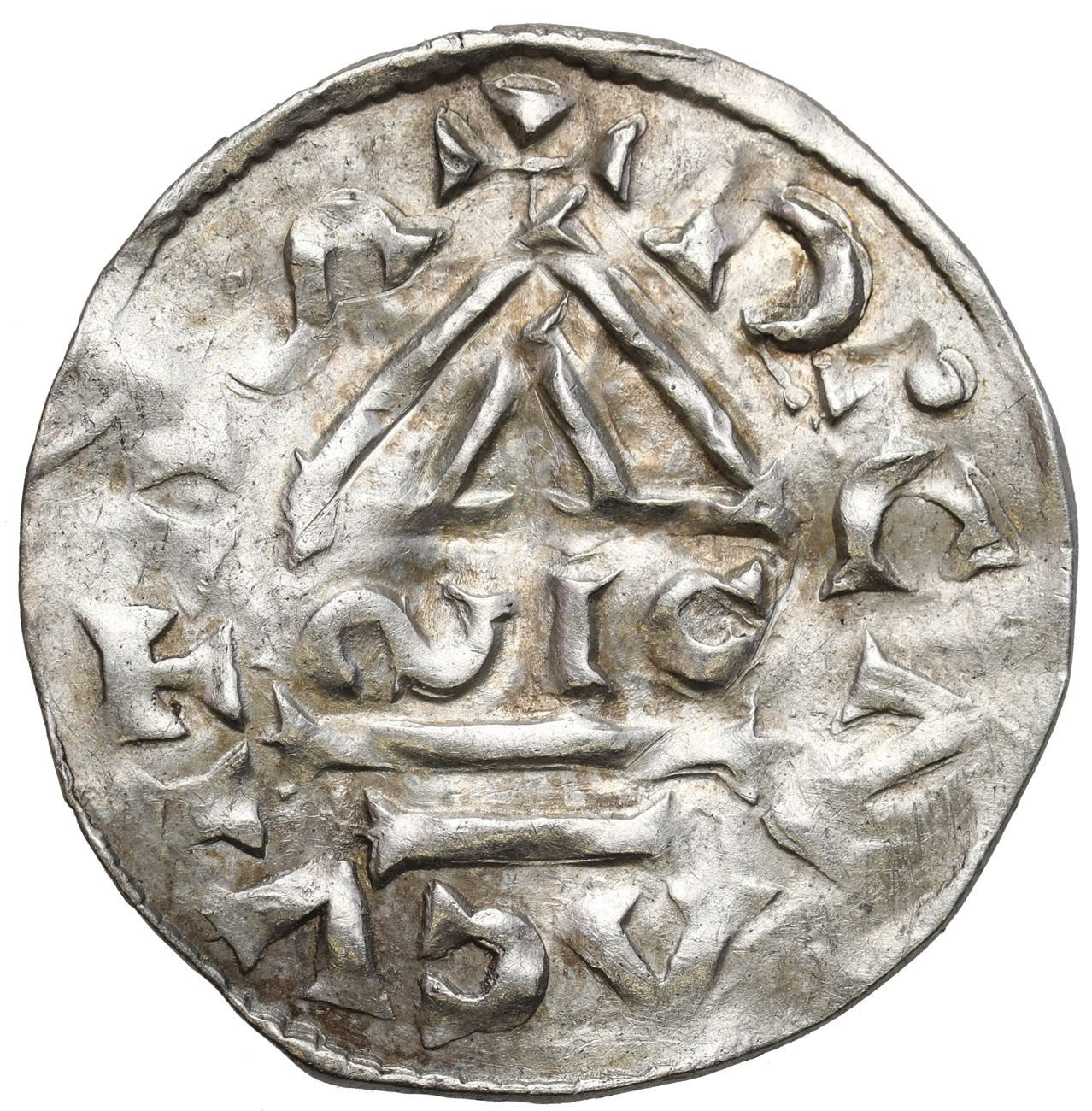 Niemcy, Bawaria – Ratyzbona. Henryk II Kłótnik 955–976 / 985–995. Denar 985–995, Ratyzbona
