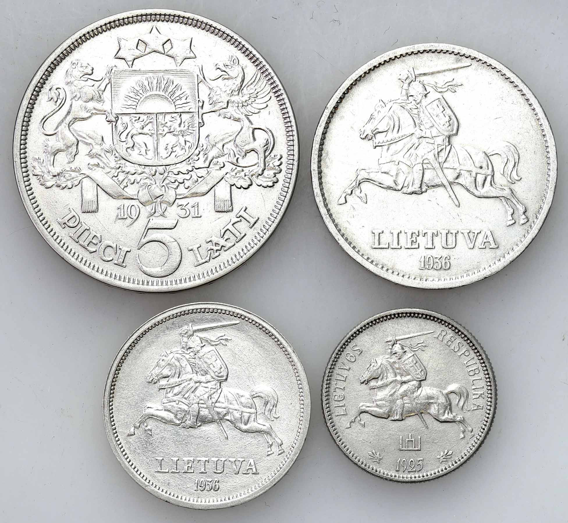 Litwa. 2 litu do 5 lati 1925-1936, zestaw 4 monet
