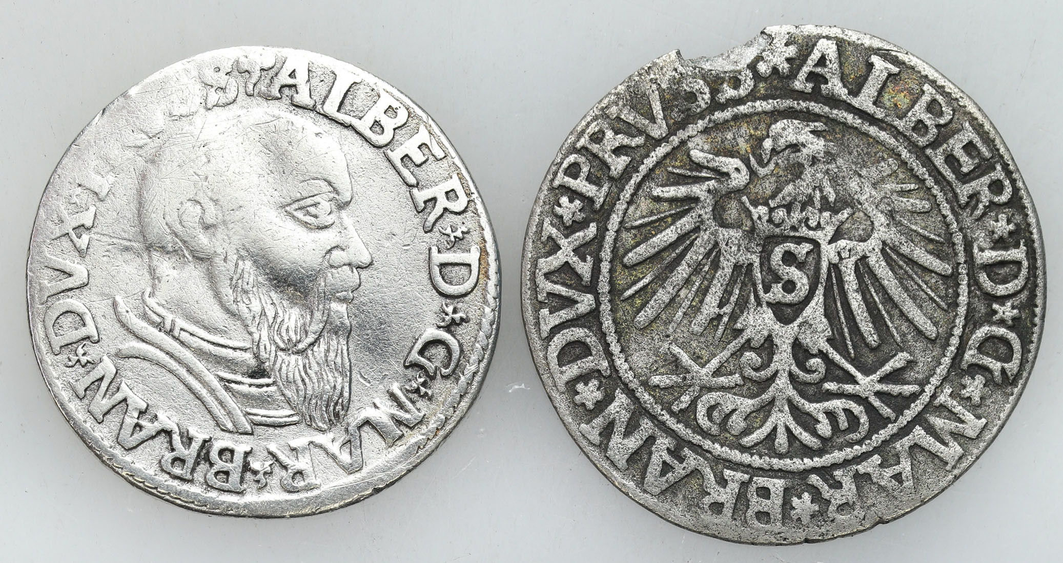 Prusy Książęce. Albert Hohenzollern (1525–1568). Grosz 1537 i trojak 1542, Królewiec