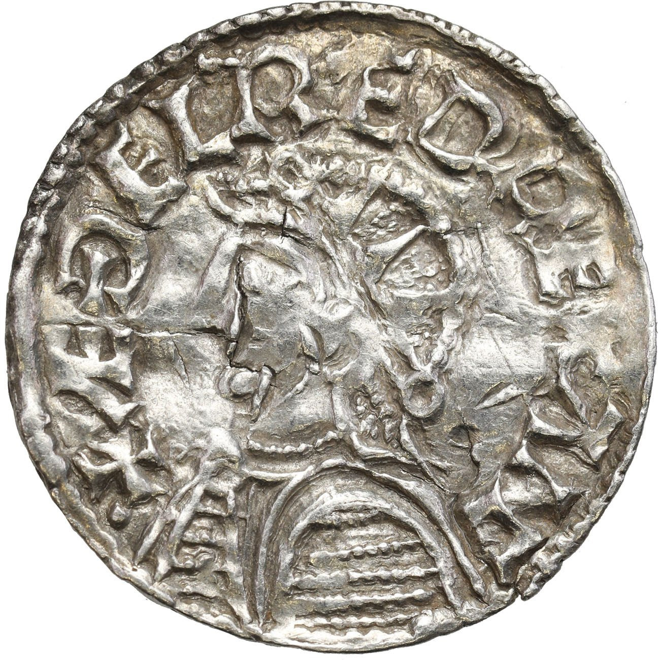 Anglia, Aethelred II (978-1016). Denar typu helmet