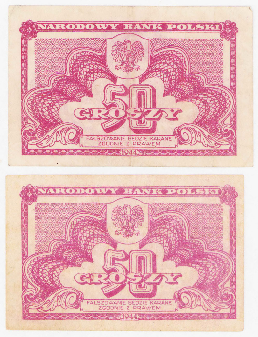 50 groszy 1944, zestaw 2 sztuk