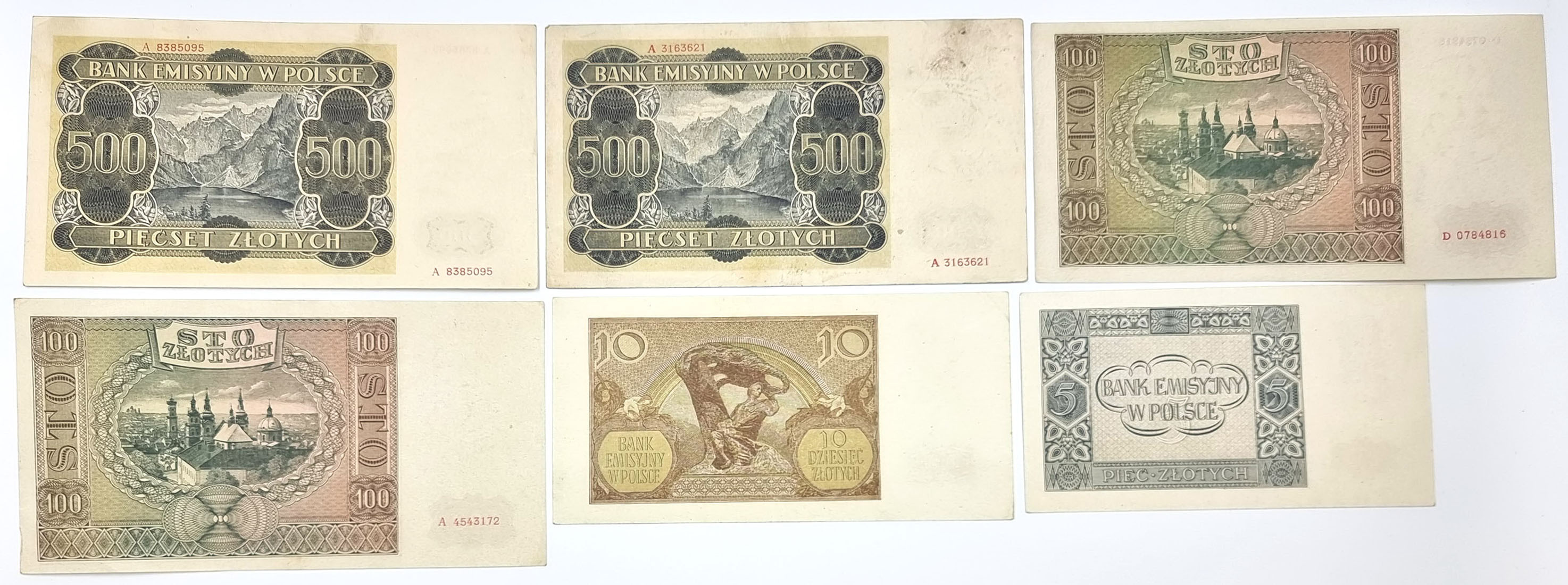 Zestaw Banknotów 500 Złotych 1940 GÓRAL – 6 Szt | Archiwum.niemczyk.pl