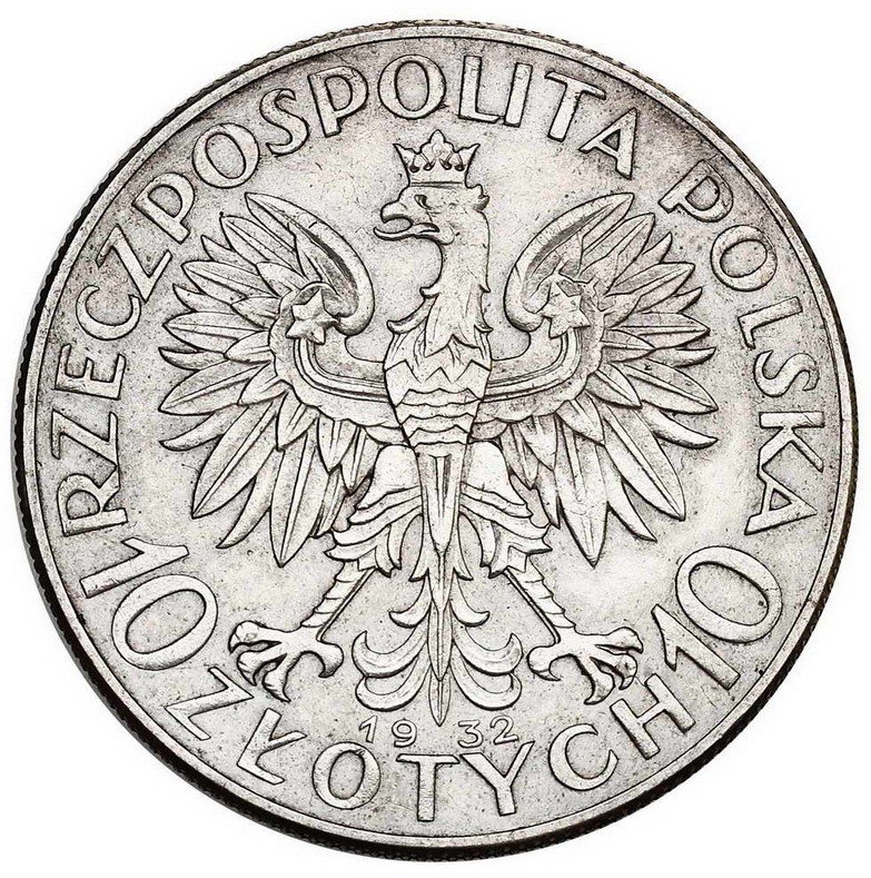 II RP. 10 złotych 1932, PRÓBA, srebro, UNIKAT