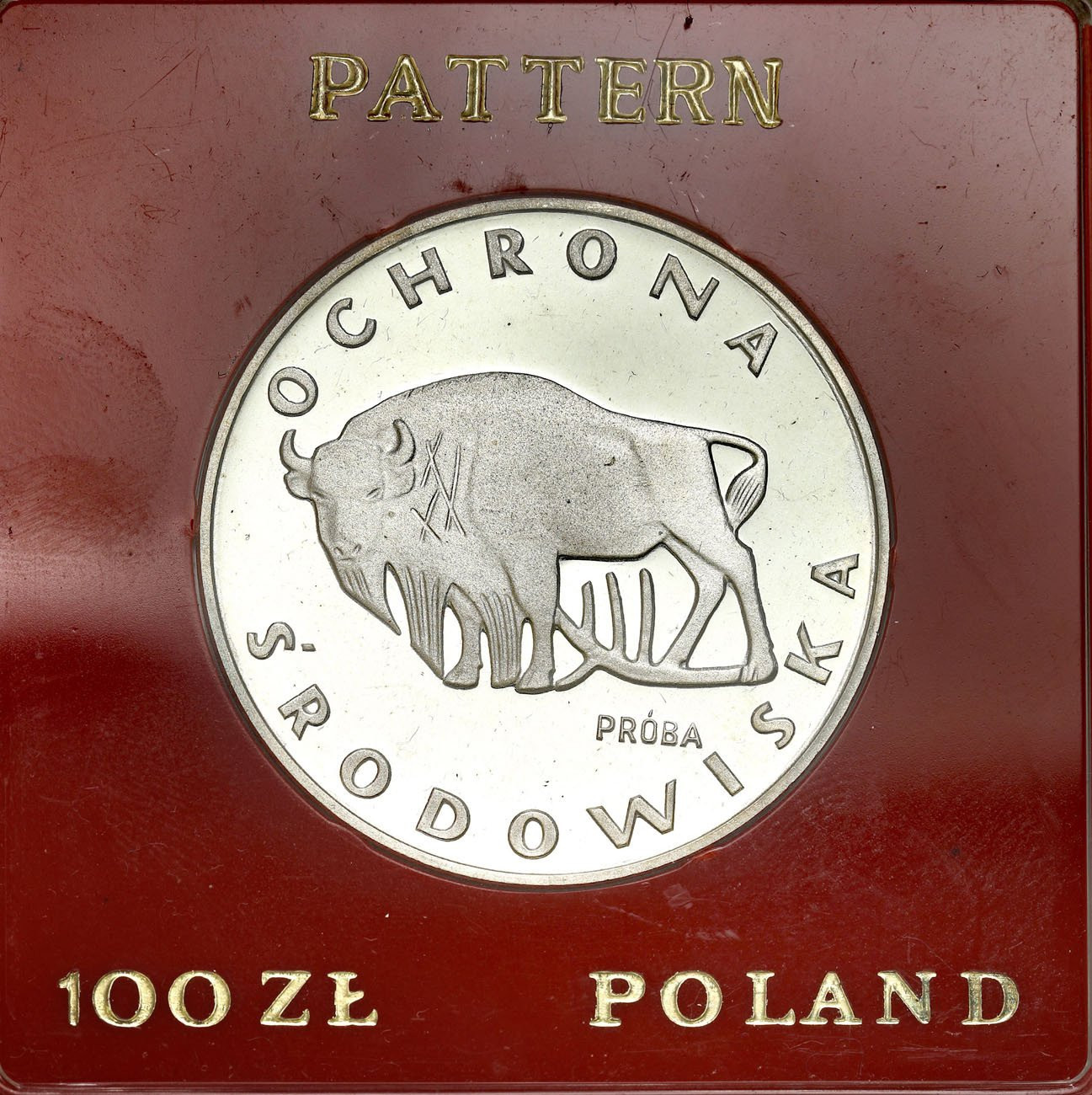 PRL. PRÓBA srebro 100 złotych 1977 Żubr