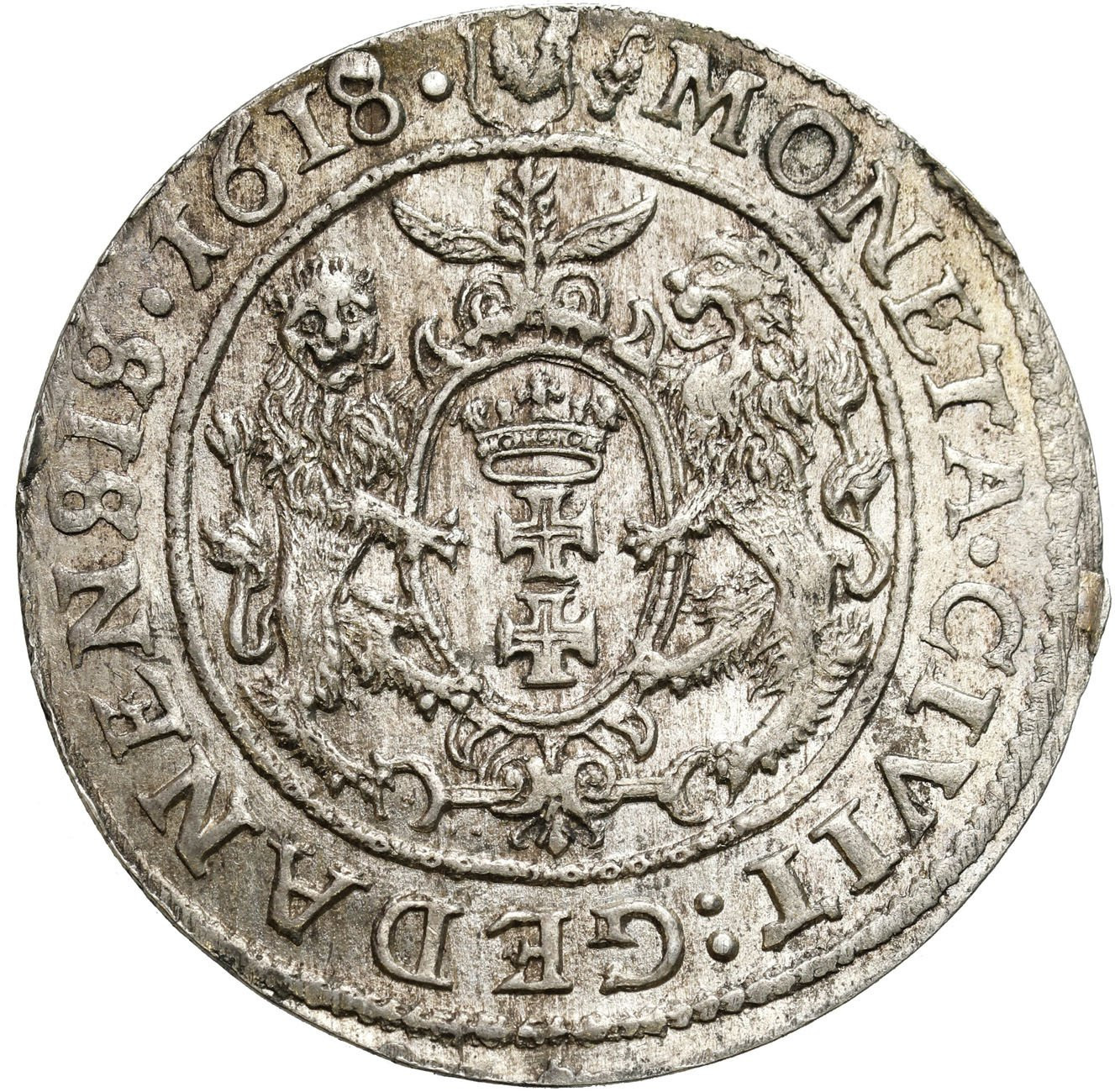 Zygmunt III Waza. Ort (18 groszy) 1618, Gdańsk – PIĘKNY