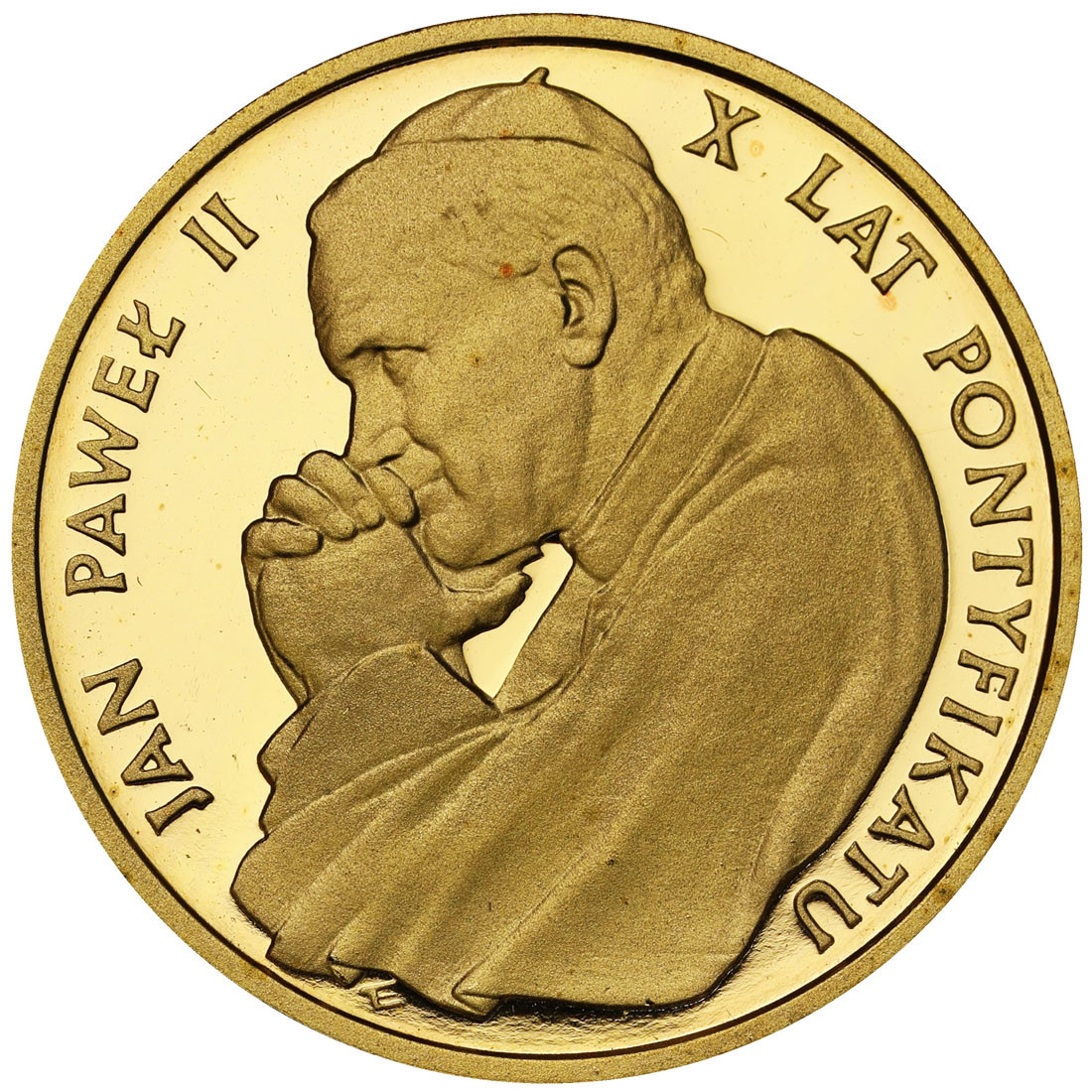 PRL. 5.000 złotych 1988 Jan Paweł II X lat Pontyfikatu stempel lustrzany - RZADKIE