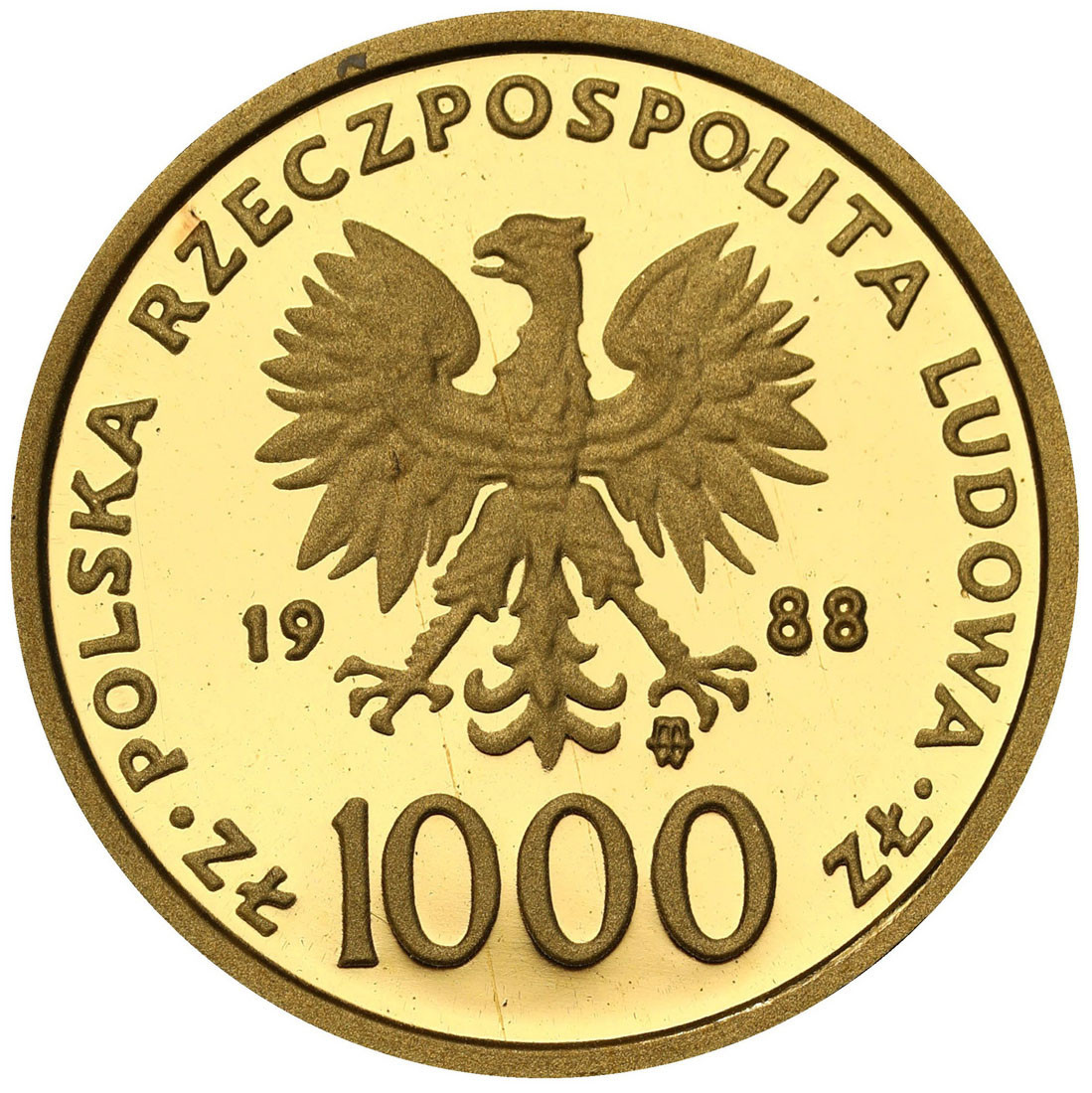 PRL. 1.000 złotych 1988 Jan Paweł II X lat Pontyfikatu stempel lustrzany - RZADKIE