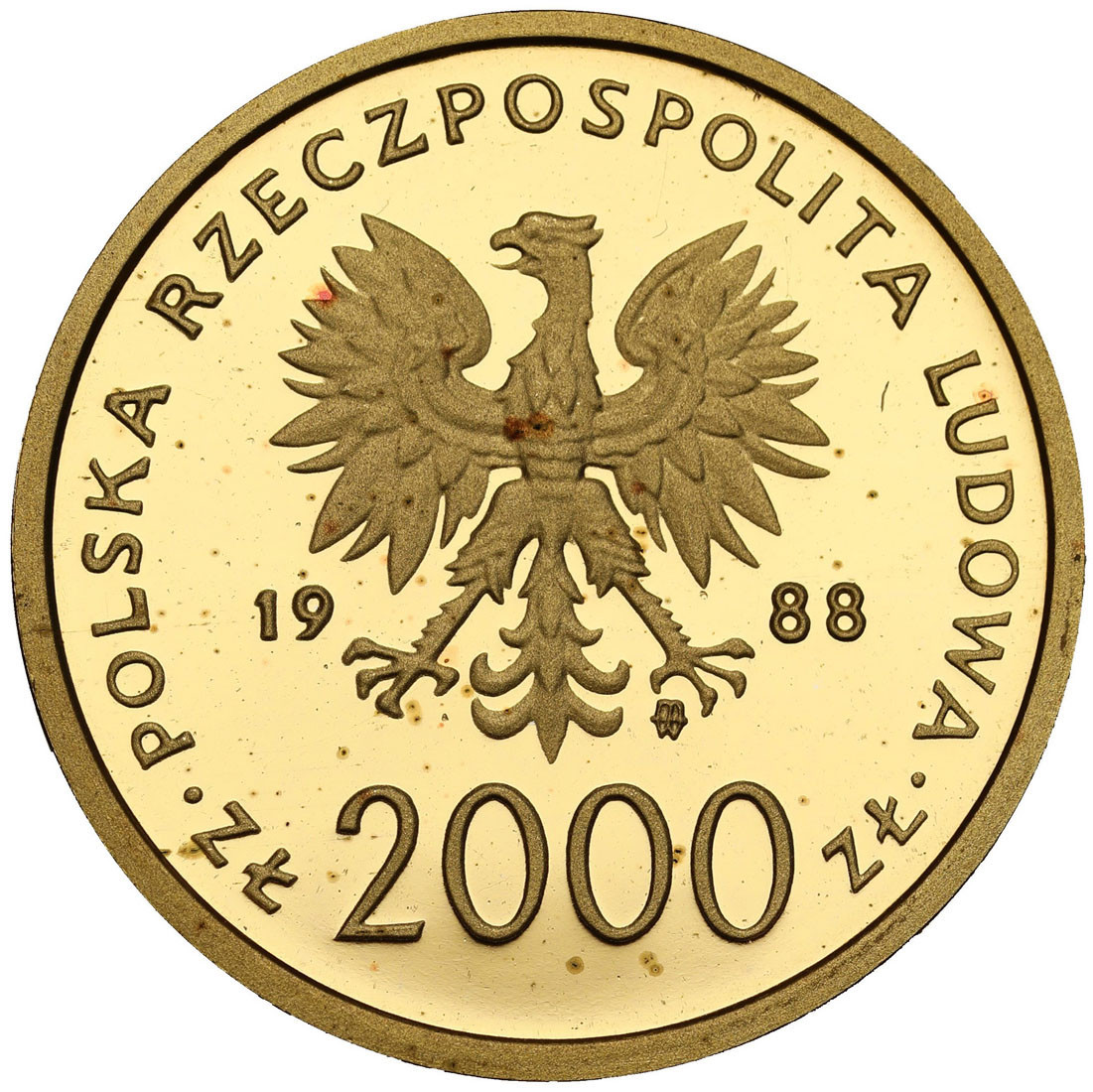 PRL. 2.000 złotych 1988 Jan Paweł II X lat Pontyfikatu stempel lustrzany - RZADKIE
