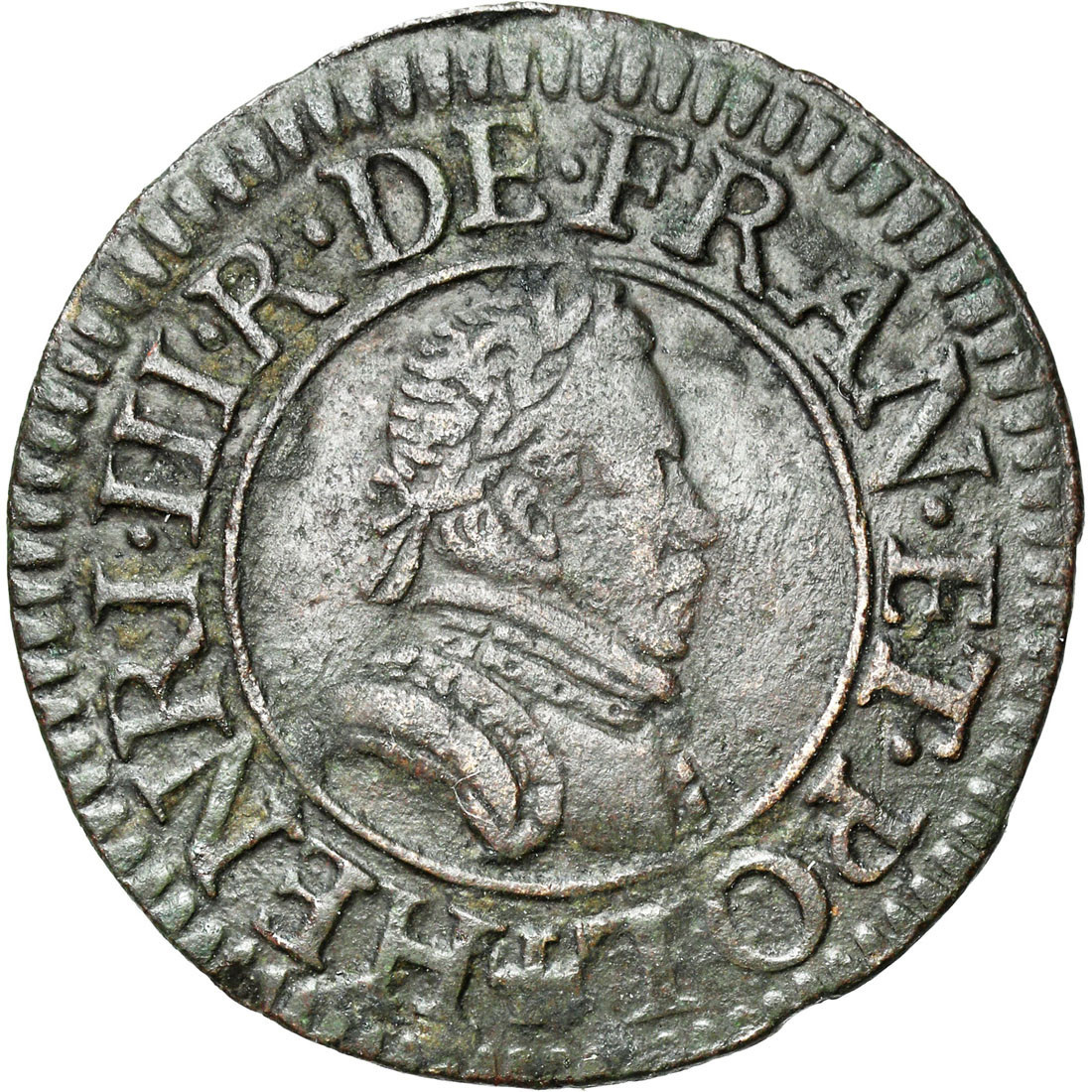 Polska, Francja. Henryk III Walezy. Denier Tournois 1580 A, Paryż