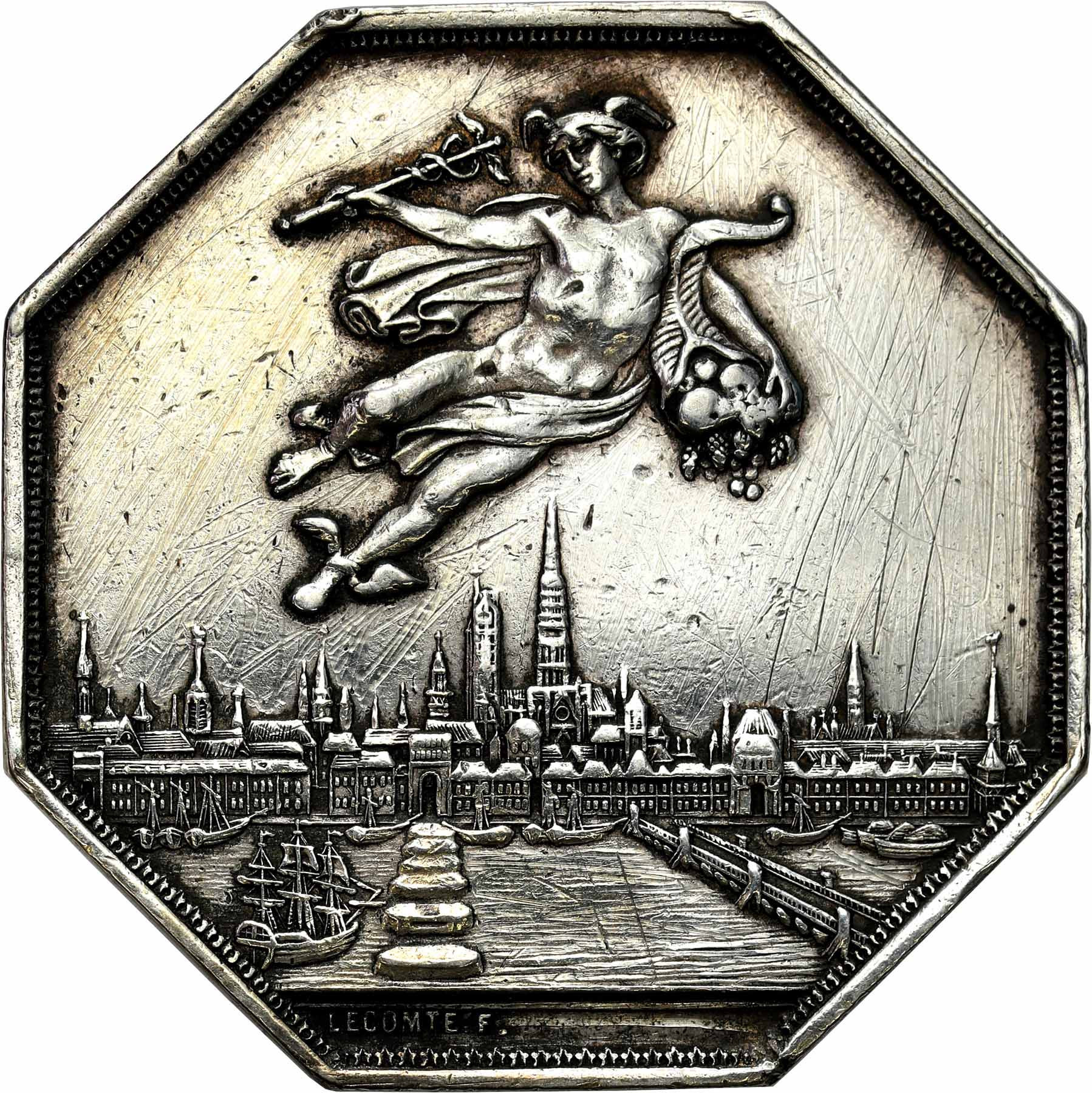 Francja. Srebrny żeton - token 1802, izba handlowa Normandii i w Rouen
