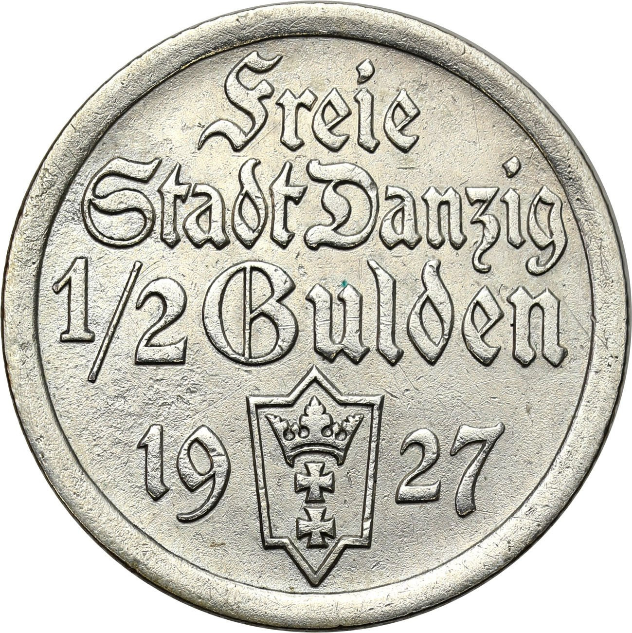 Wolne Miasto Gdańsk/Danzig. 1/2 Guldena 1927, Utrecht - rzadszy rocznik