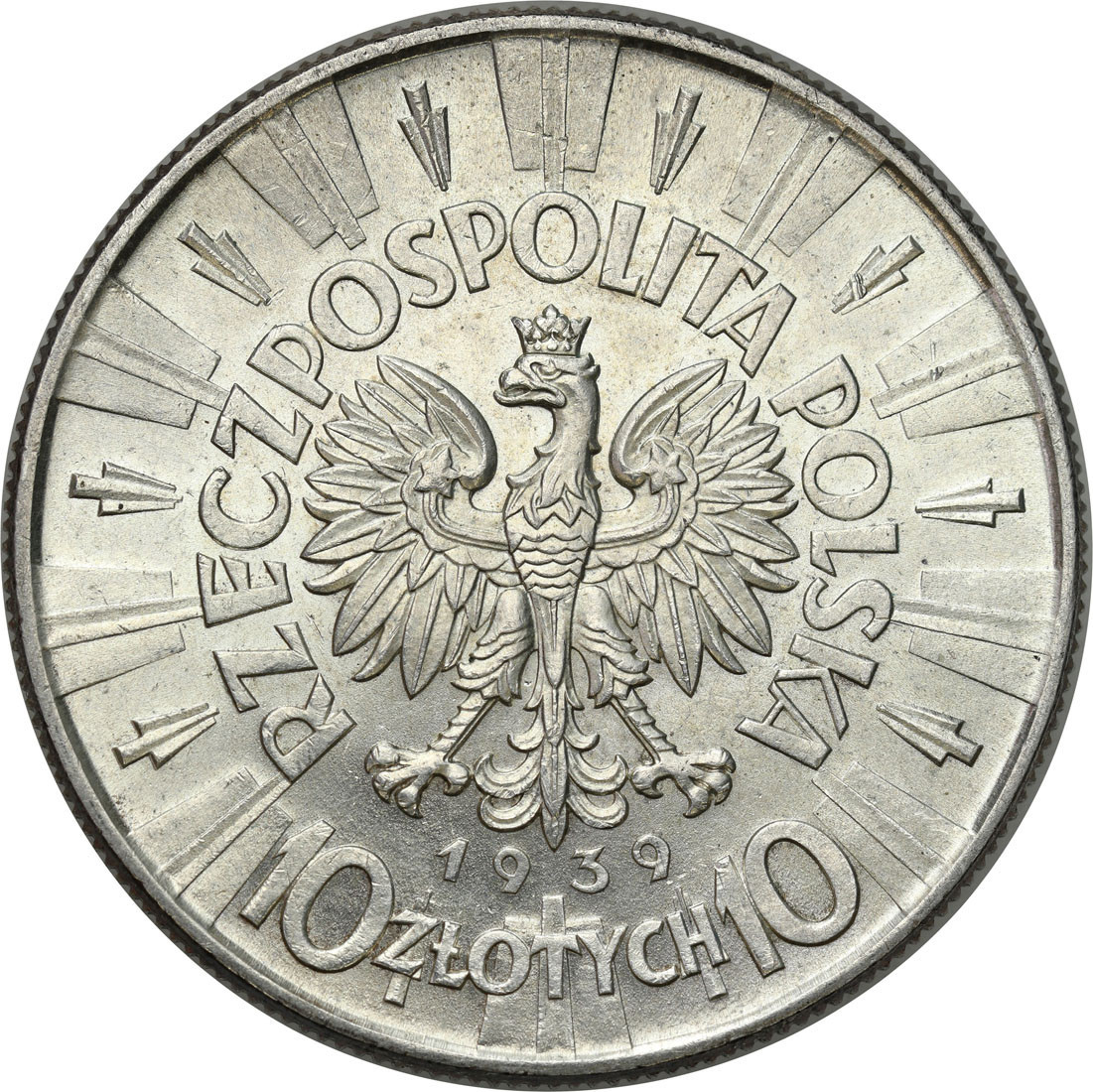  II RP. 10 złotych 1939 Piłsudski – PIĘKNE