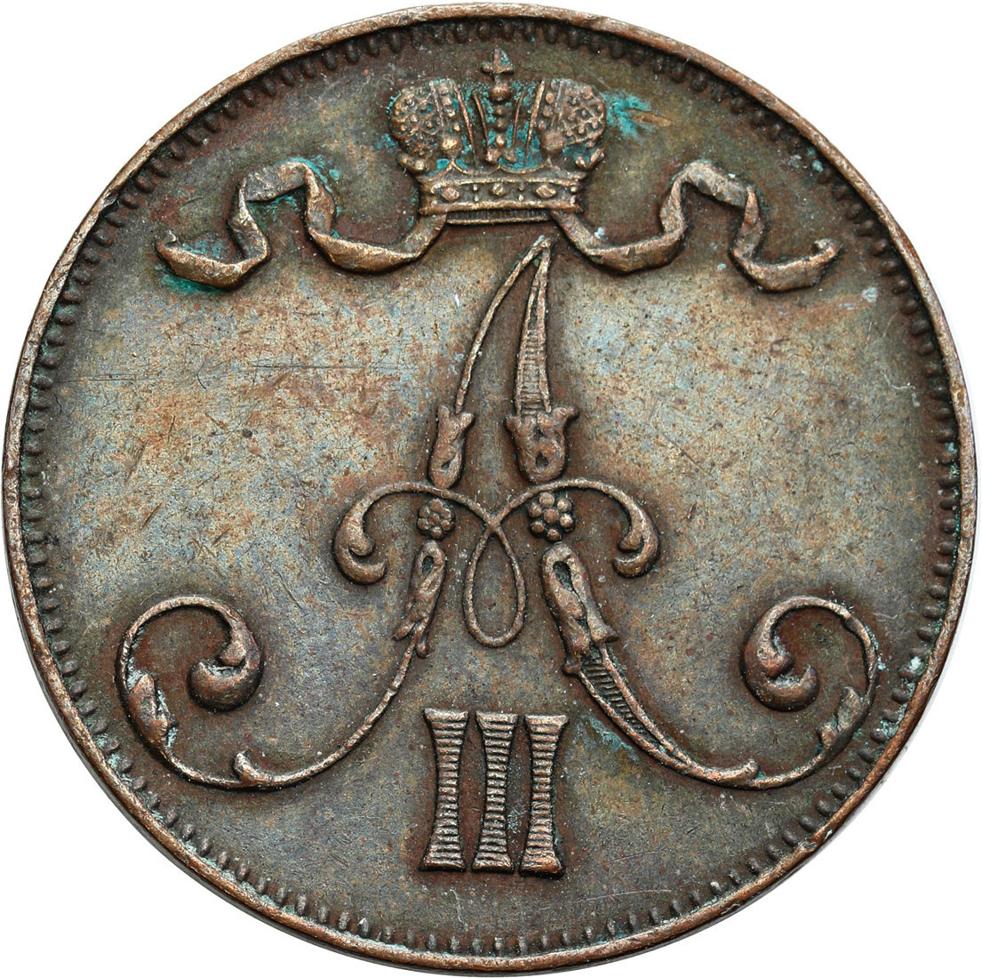 Rosja / Finlandia. Aleksander III. 5 pennia 1888 - RZADKIE