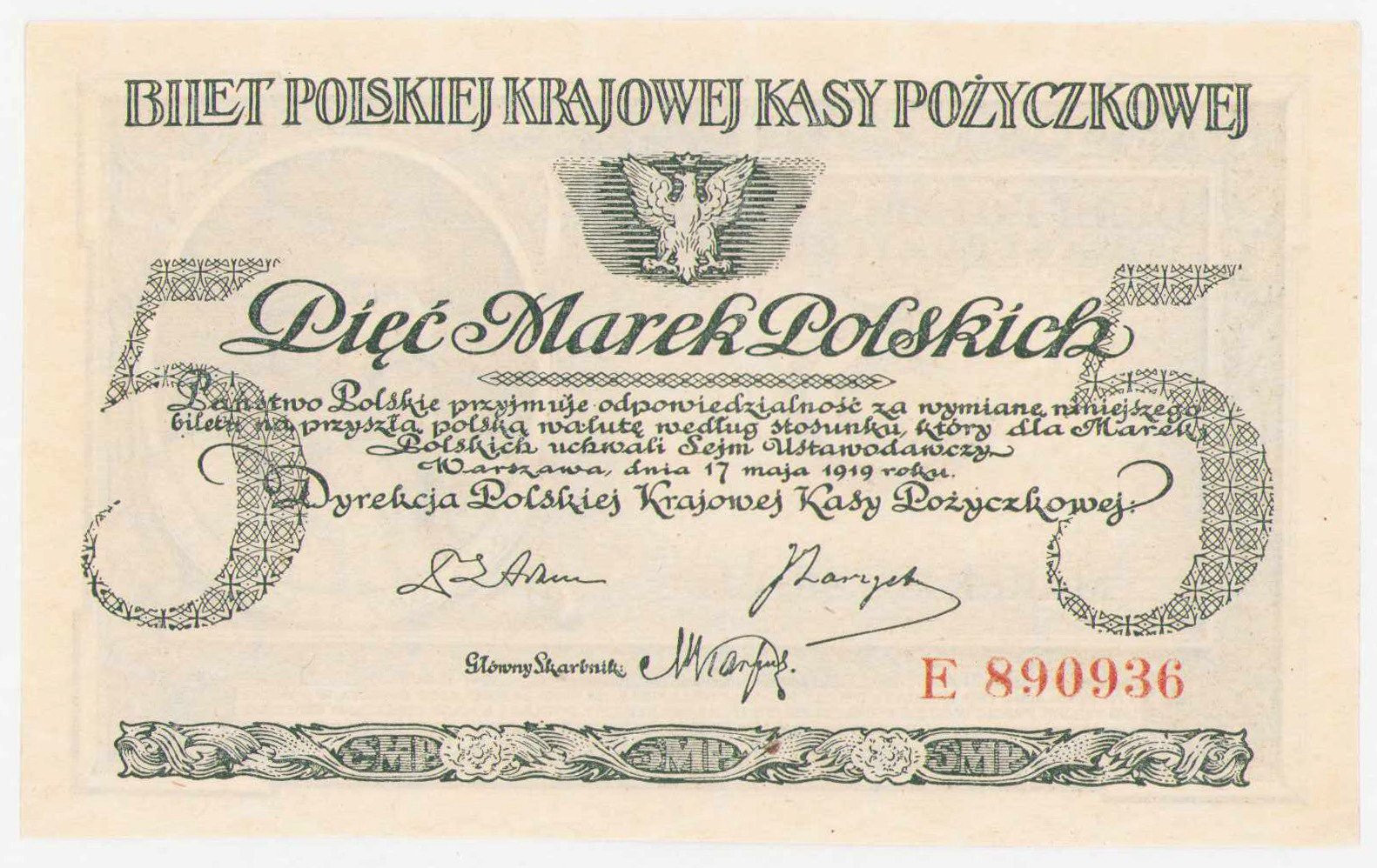 5 marek polskich 1919 seria E