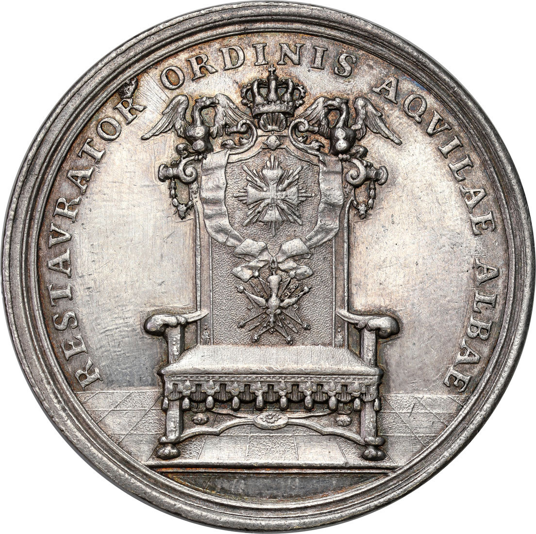 August II Mocny. Medal na ustanowienie Orderu Orła Białego - RZADKI