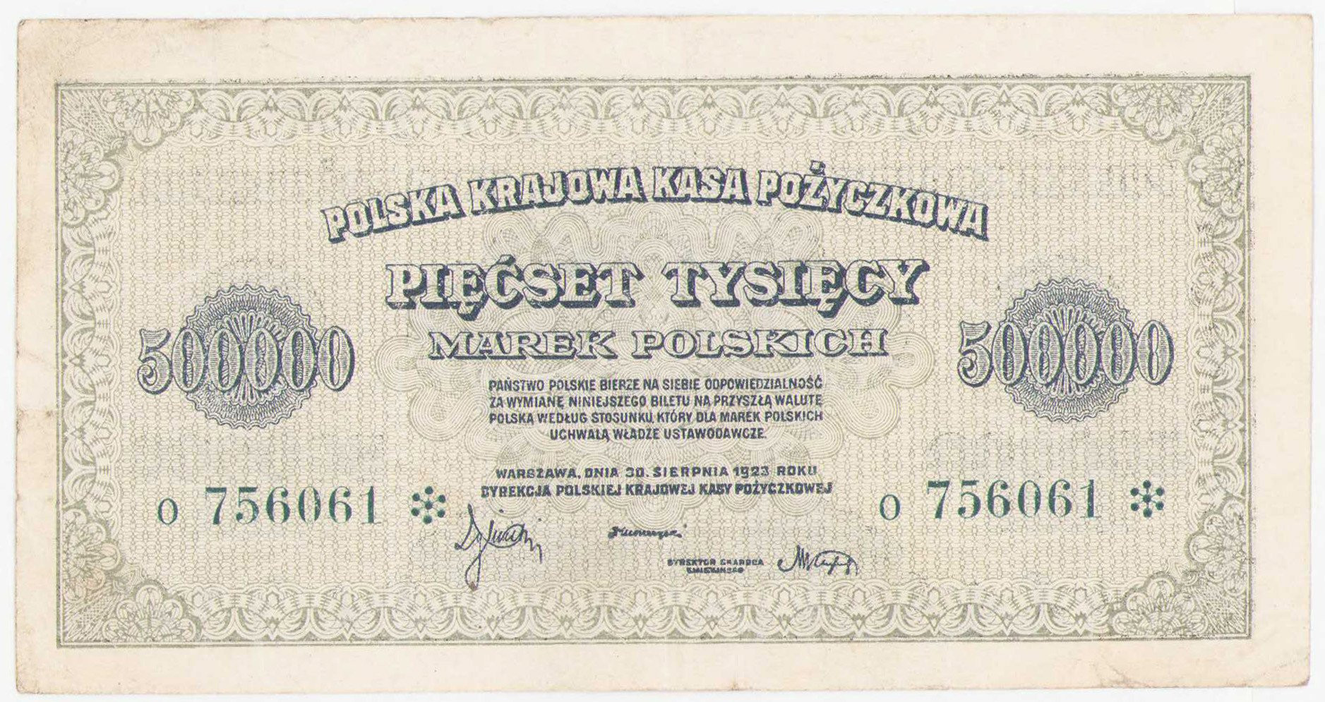 500.000 marek polskich 1923 seria O