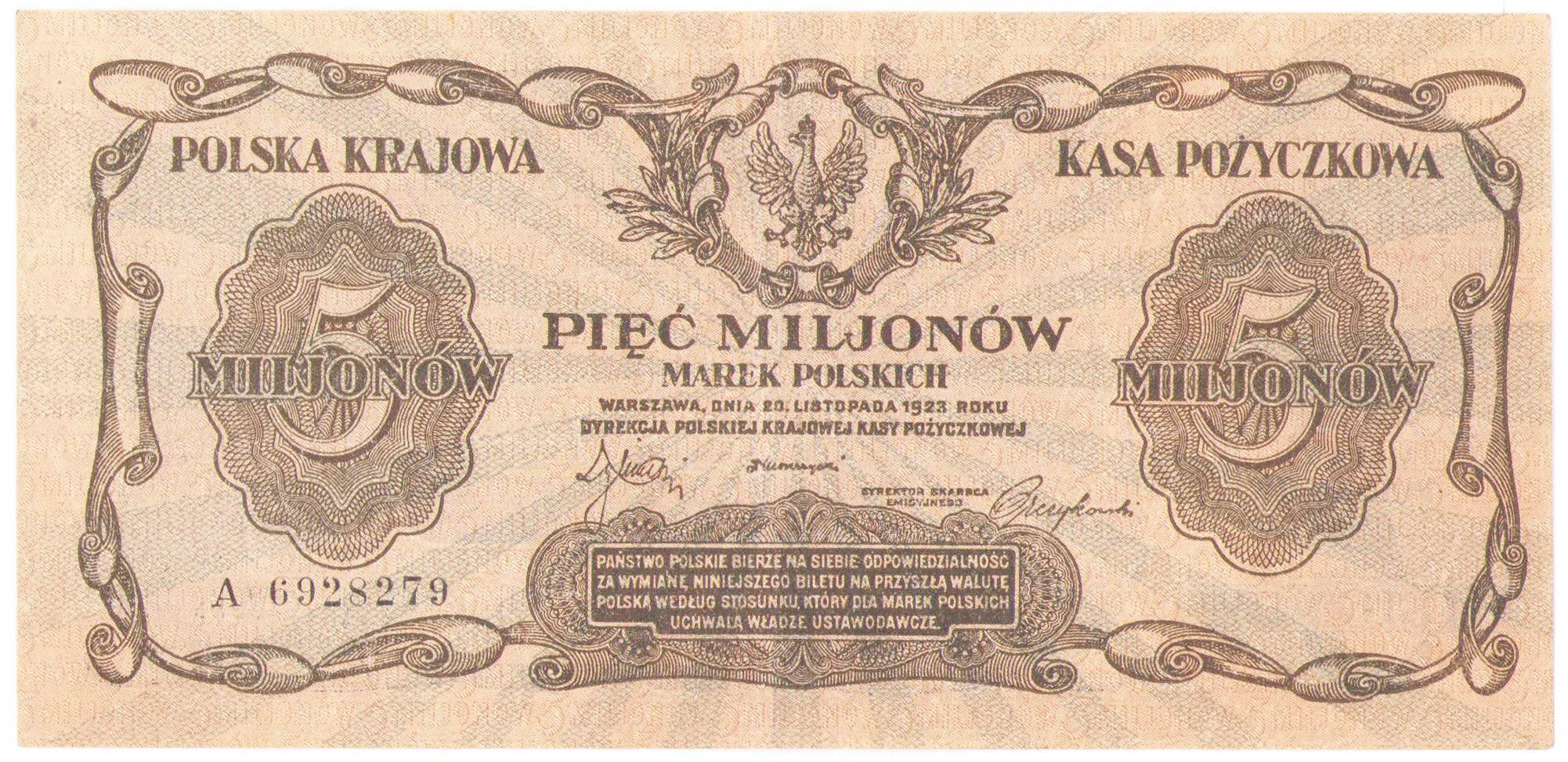 5.000.000 marek polskich 1923, seria A - RZADKOŚĆ R5