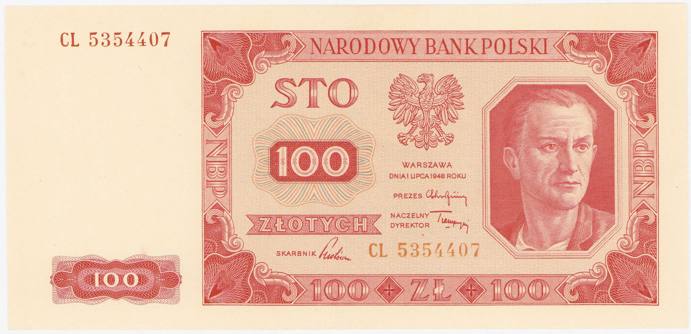 100 złotych 1948 seria CL – PIĘKNE