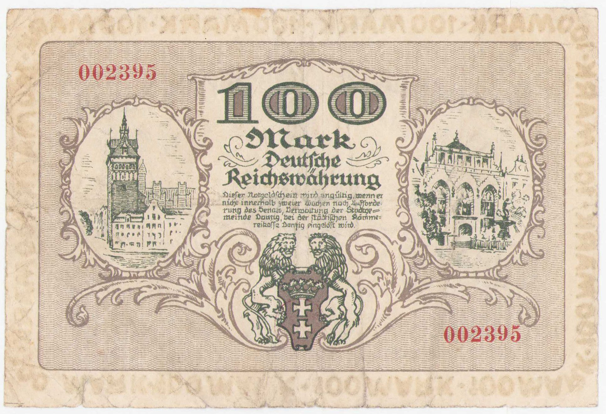 Wolne Miasto Gdańsk 100 marek 1922