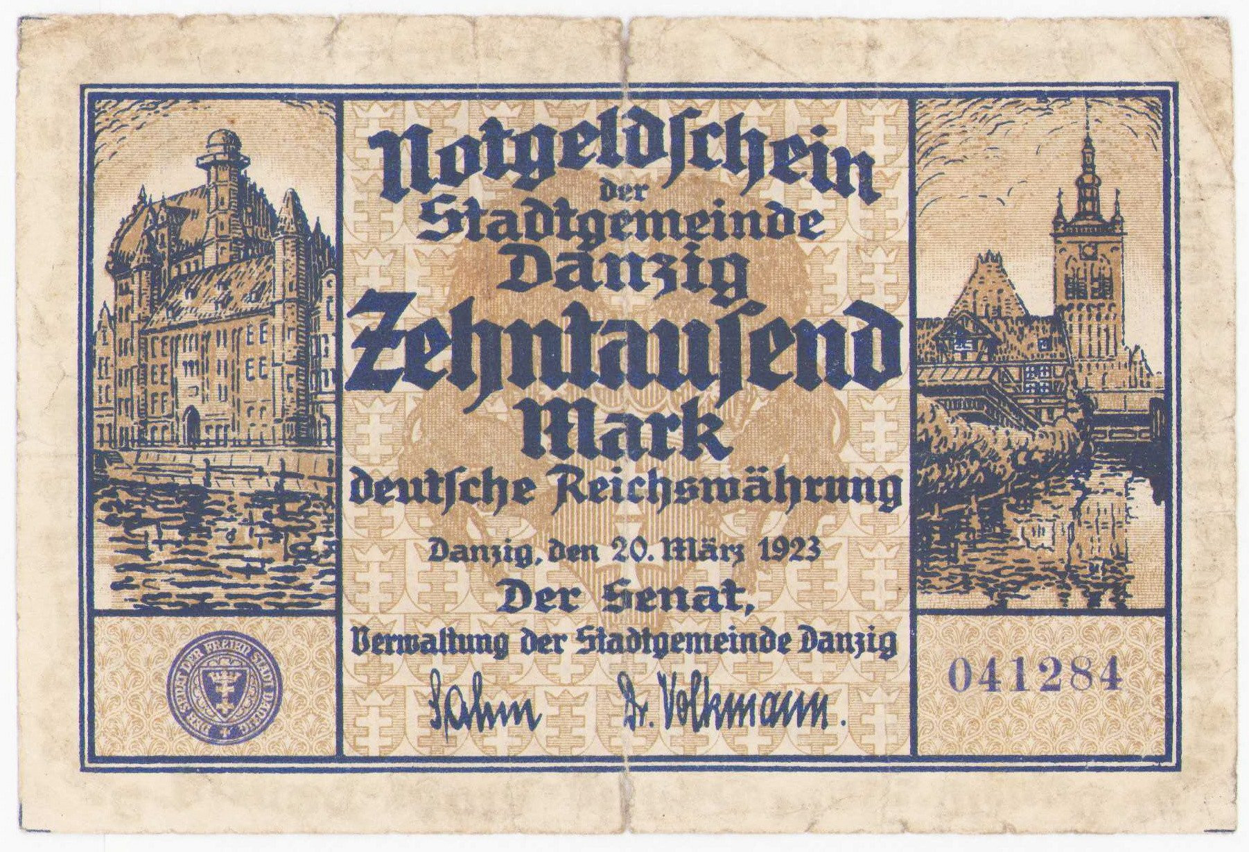  Wolne Miasto Gdańsk. 10.000 marek 1923