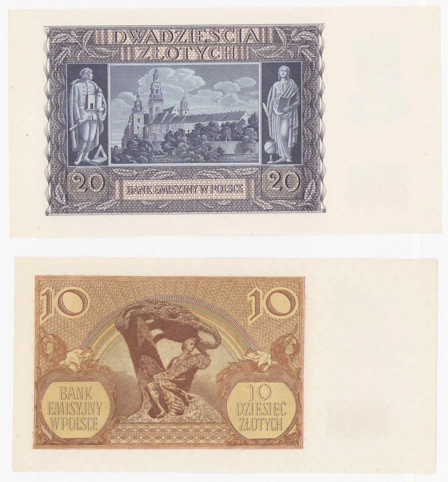 10 złotych 1940 seria M i 20 złotych 1940 seria G