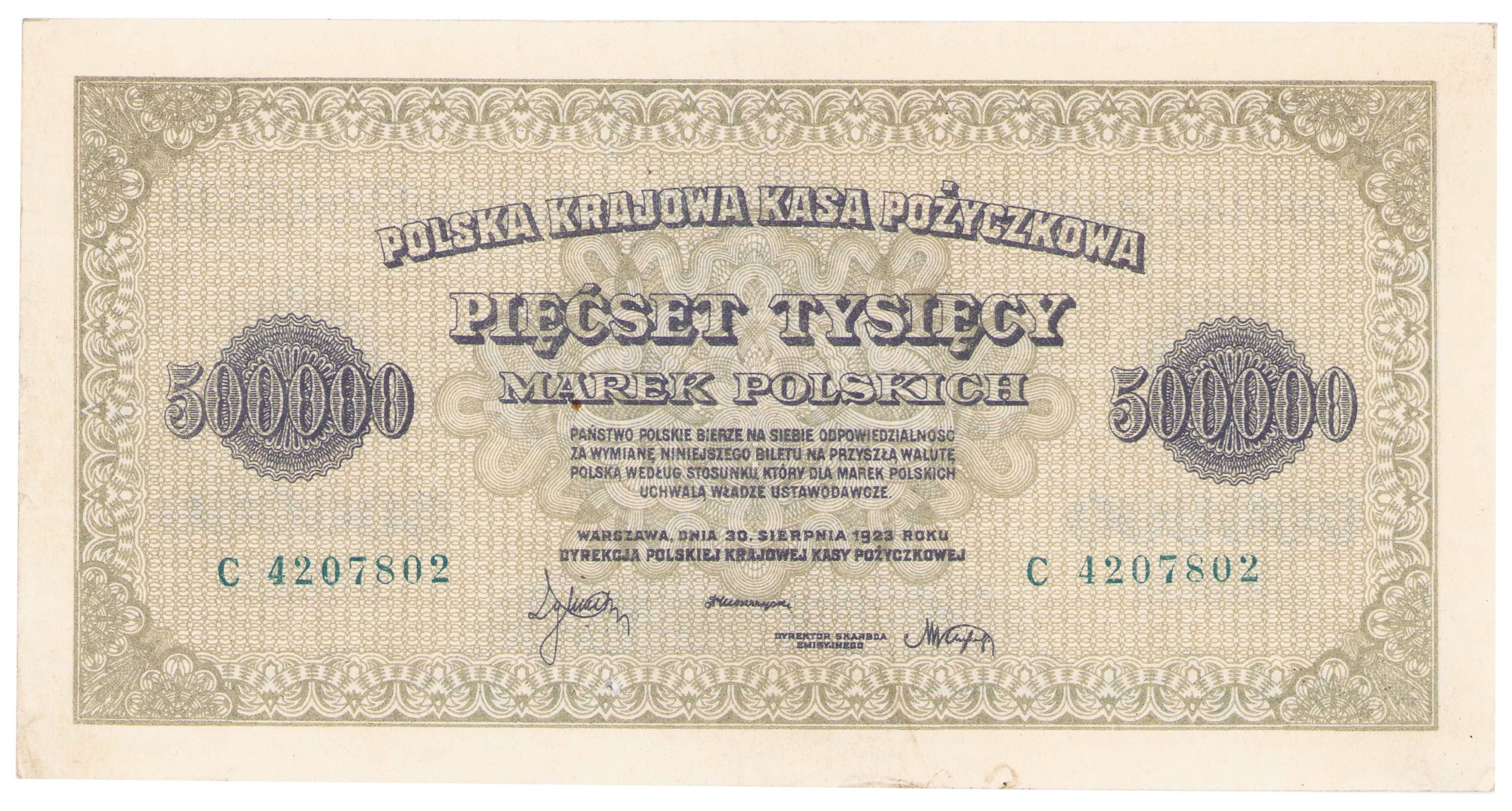 500.000 marek polskich 1923 seria C – RZADKOŚĆ R4
