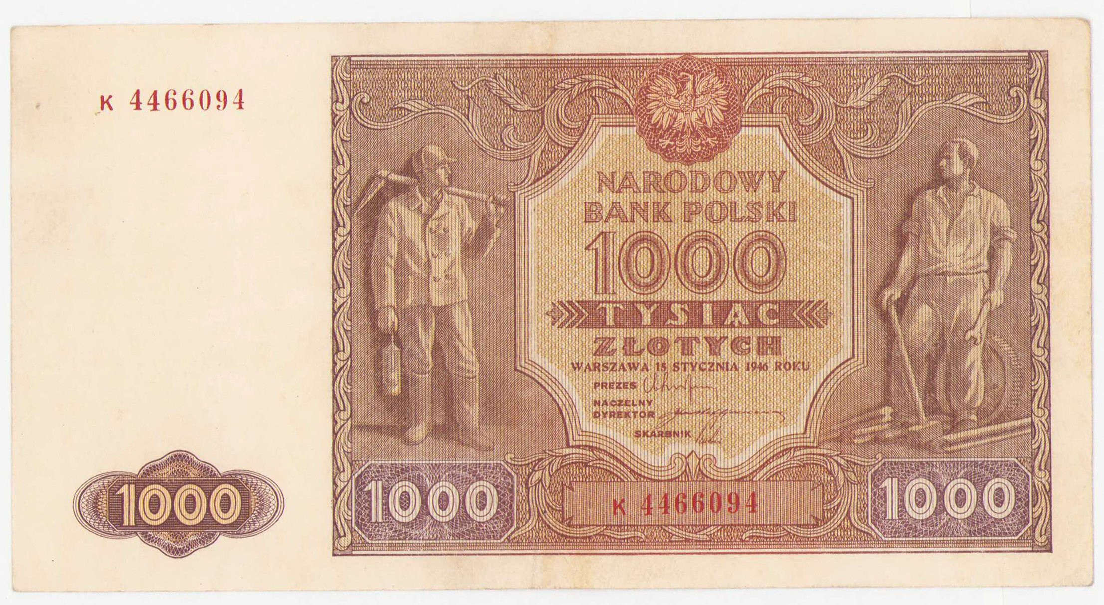 1.000 złotych 1946, seria K - RZADKOŚĆ R4