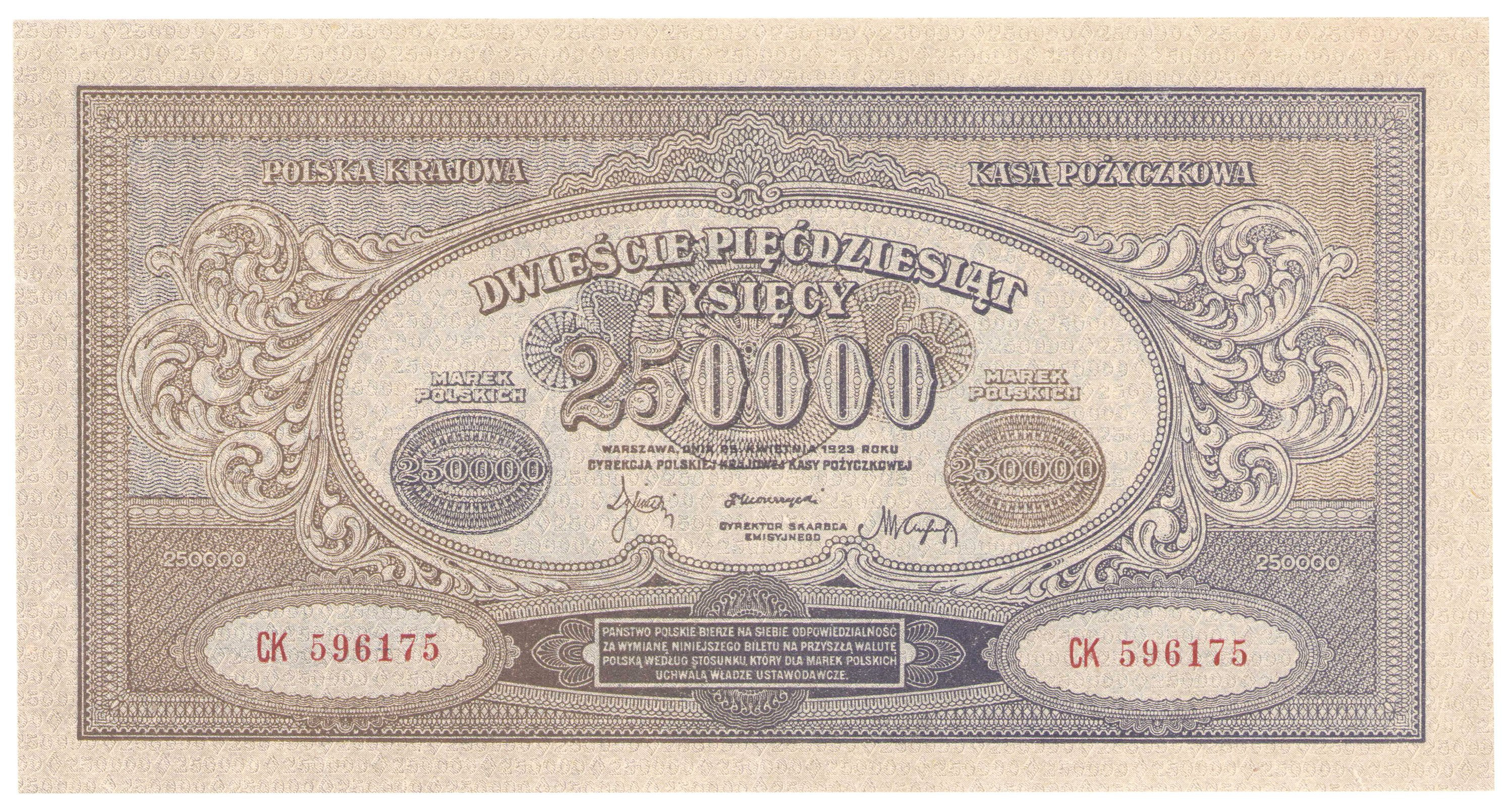 250.000 marek polskich 1923 seria CK