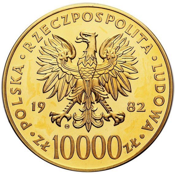 Polska po 1945. Jan Paweł II Papież 10 000 złotych 1982, stempel zwykły