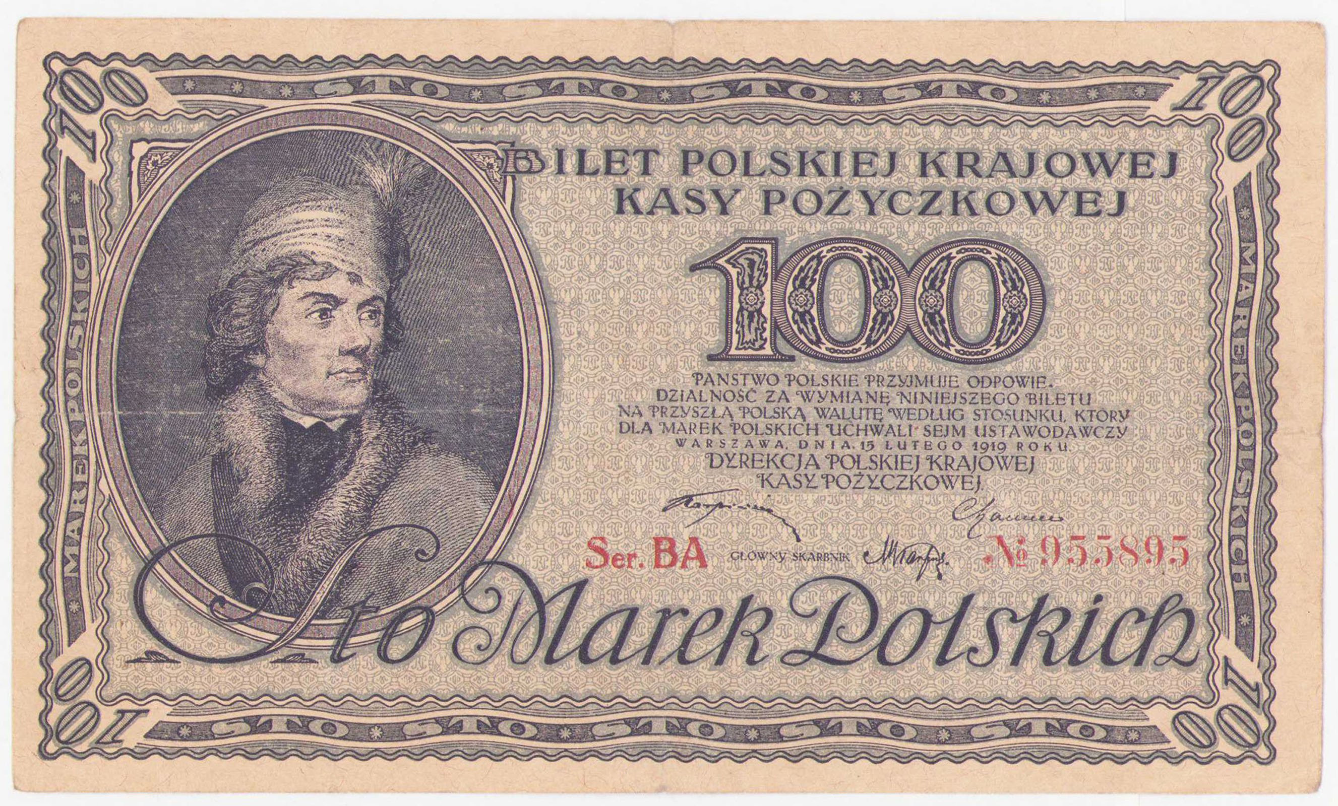 100 marek polskich 1919 seria BA