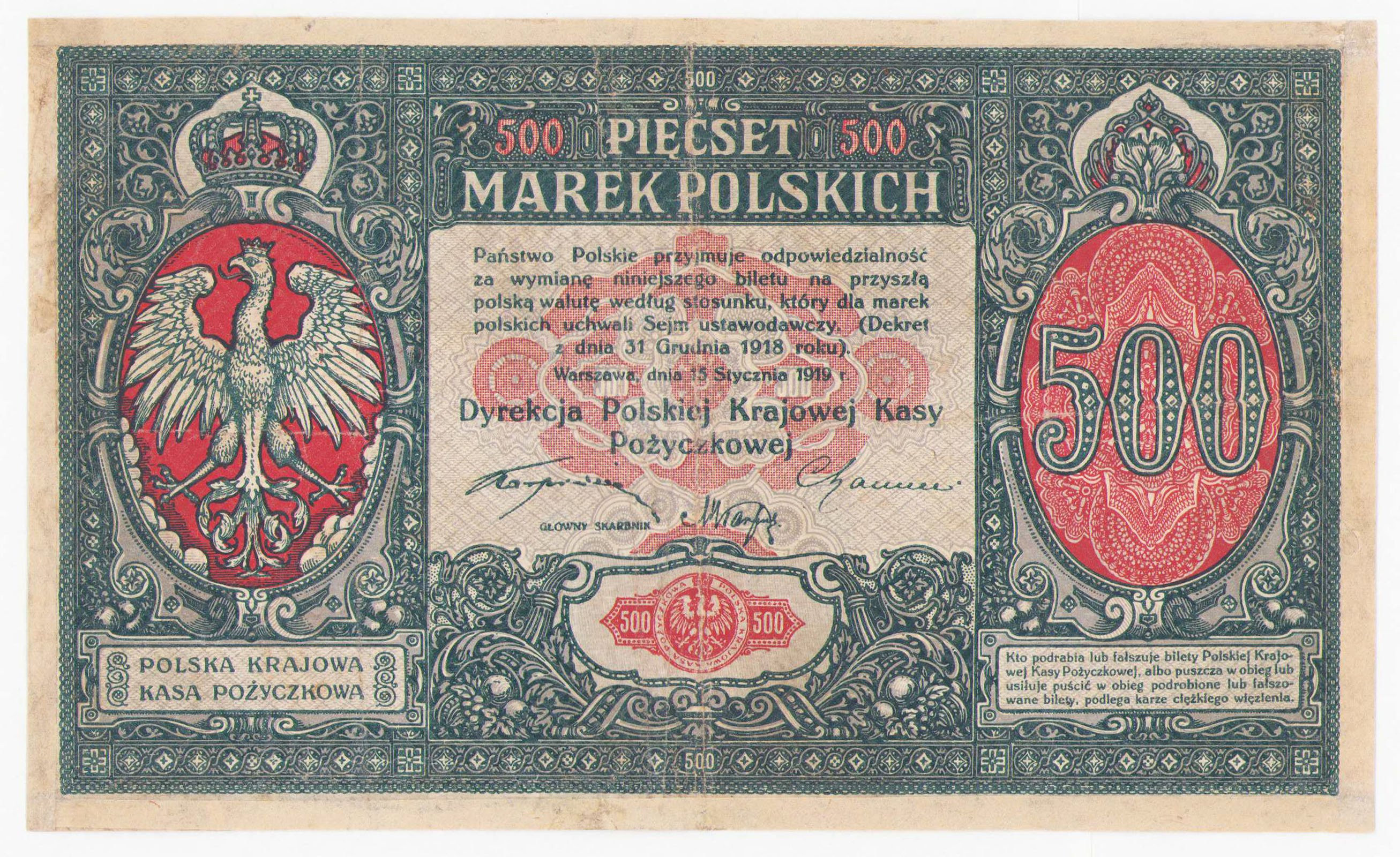 500 marek polskich 1919 – RZADKOŚĆ R5