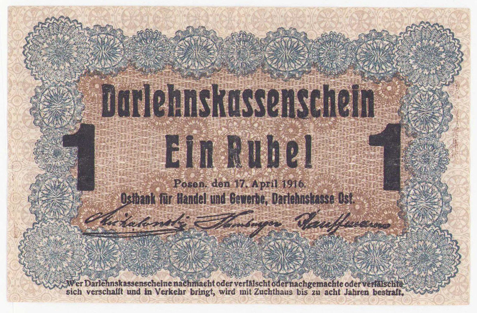 OST. 1 rubel 1916, Poznań