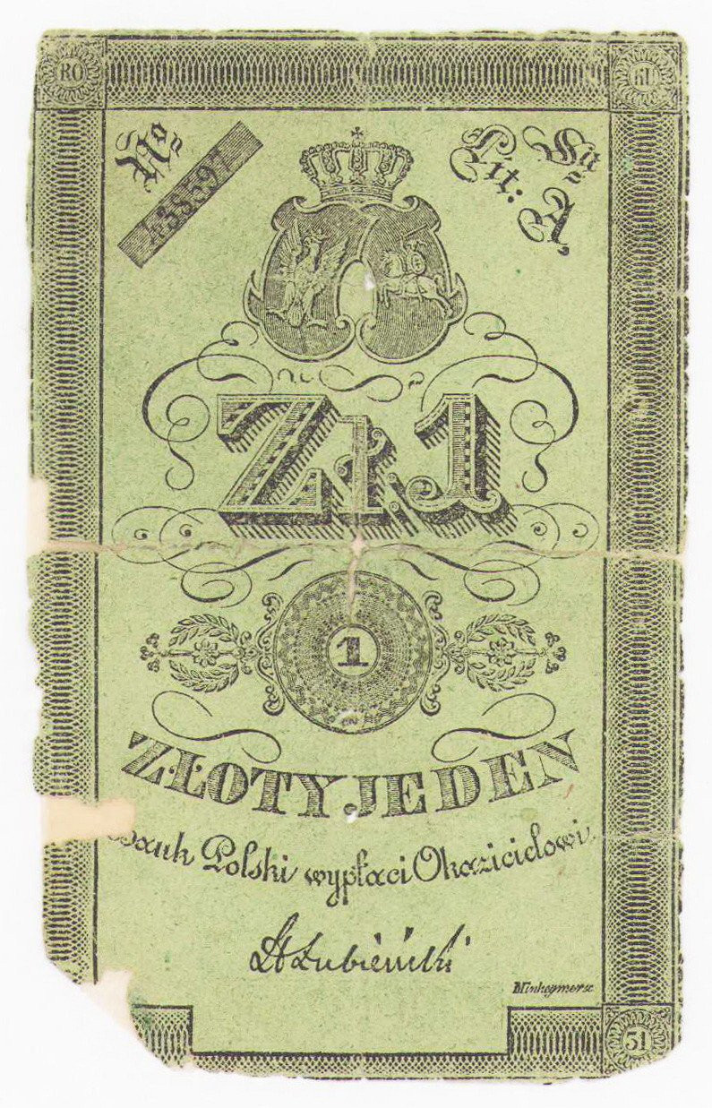 Powstanie Listopadowe. 1 złoty 1831 lit: A, Łubieński