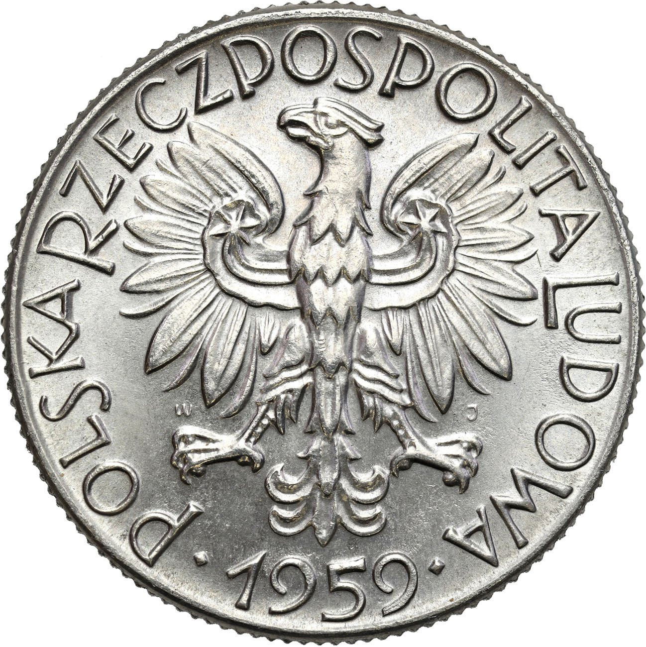 PRL. PRÓBA Nikiel 5 złotych 1959 Rybak – RZADKIE