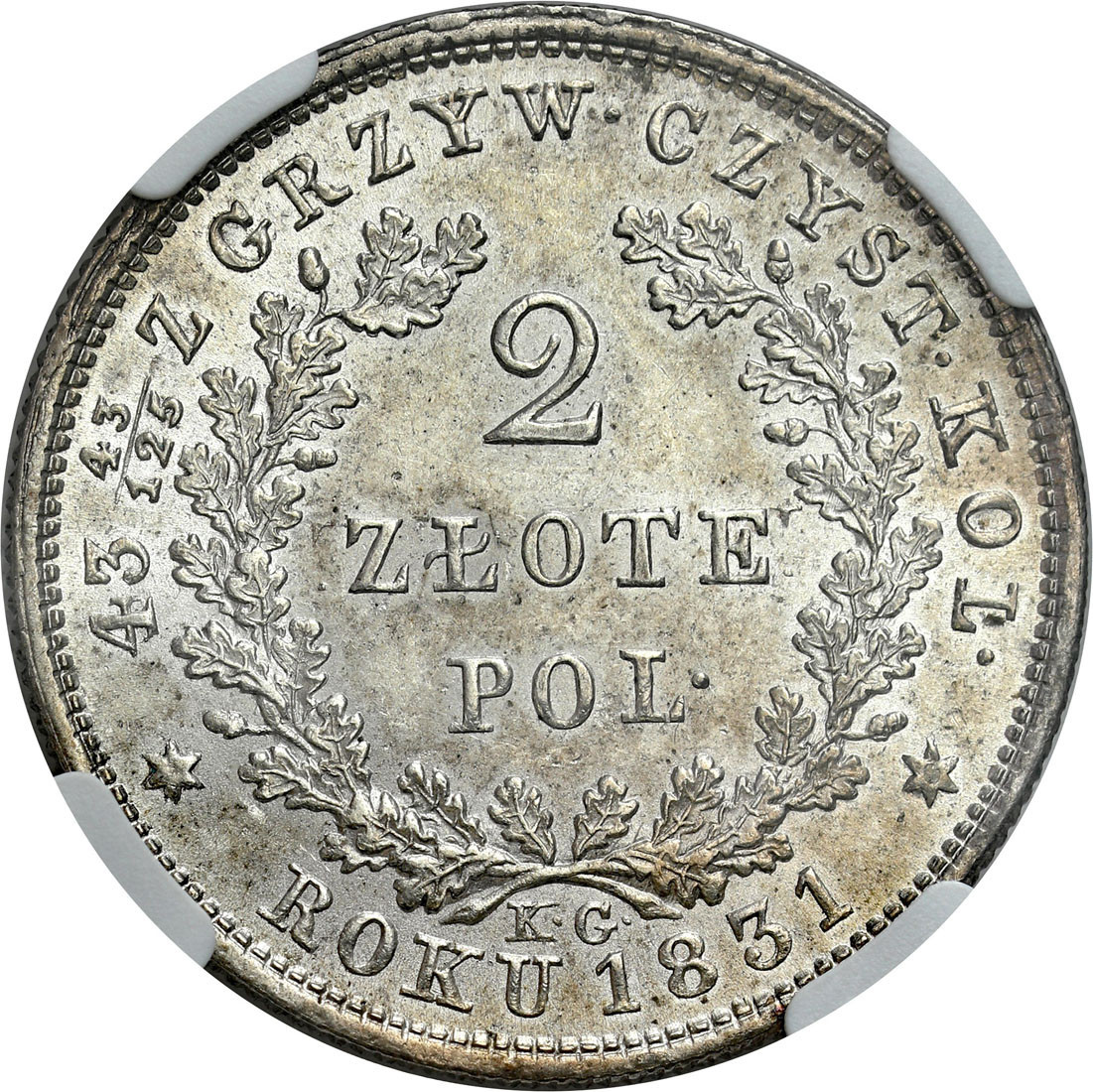 Powstanie Listopadowe. 2 złote 1831, Warszawa NGC MS63 – PIĘKNE