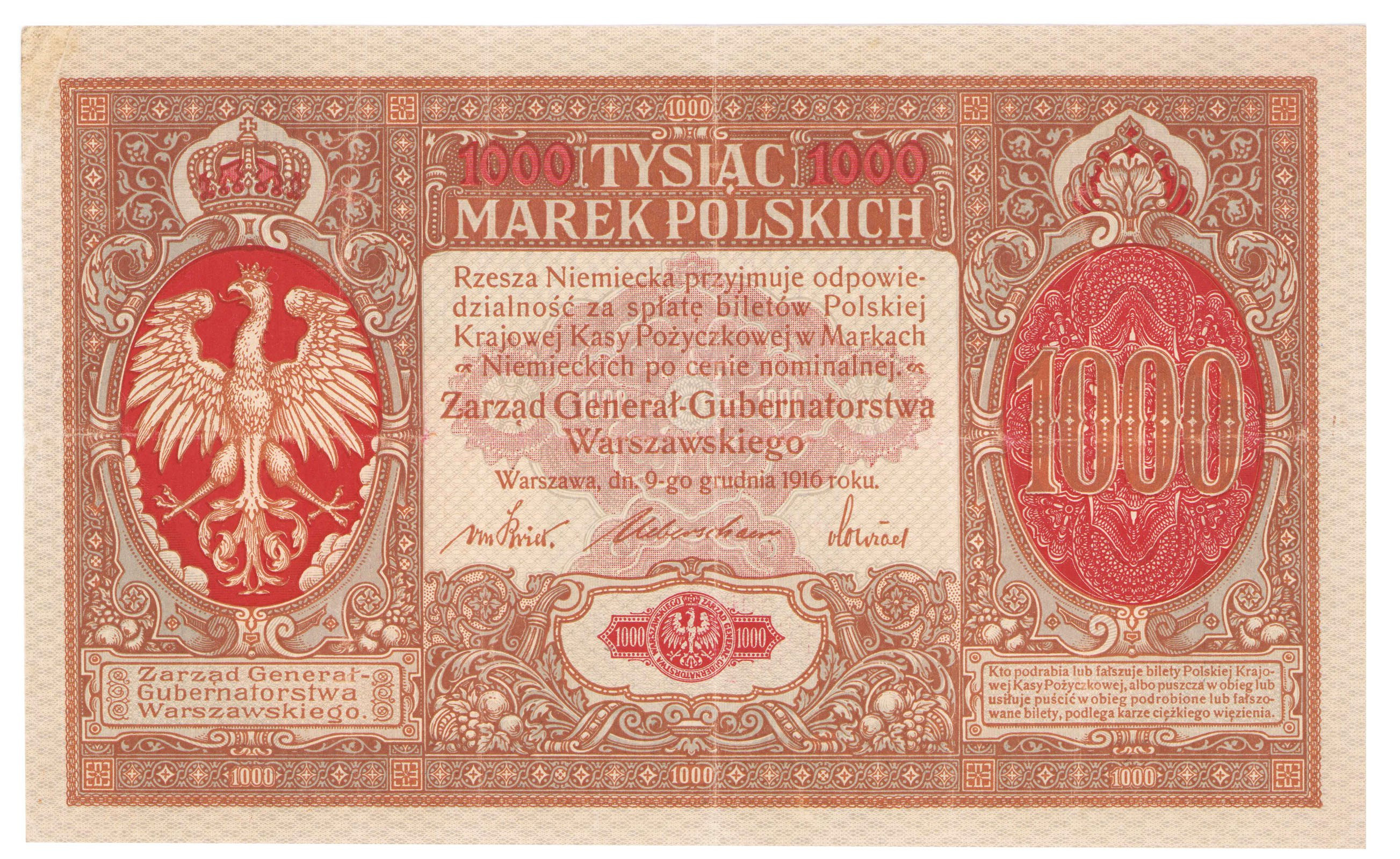 1.000 marek polskich 1916 seria A - Generał - RZADKI