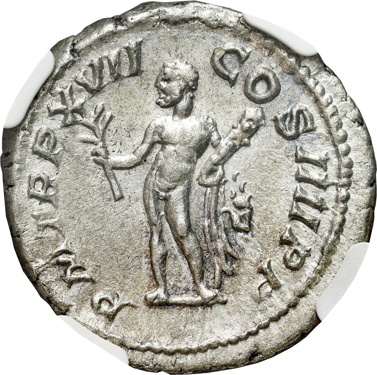 Cesarstwo Rzymskie. Karakalla (198–217). Denar, Rzym NGC Ch AU - PIĘKNY