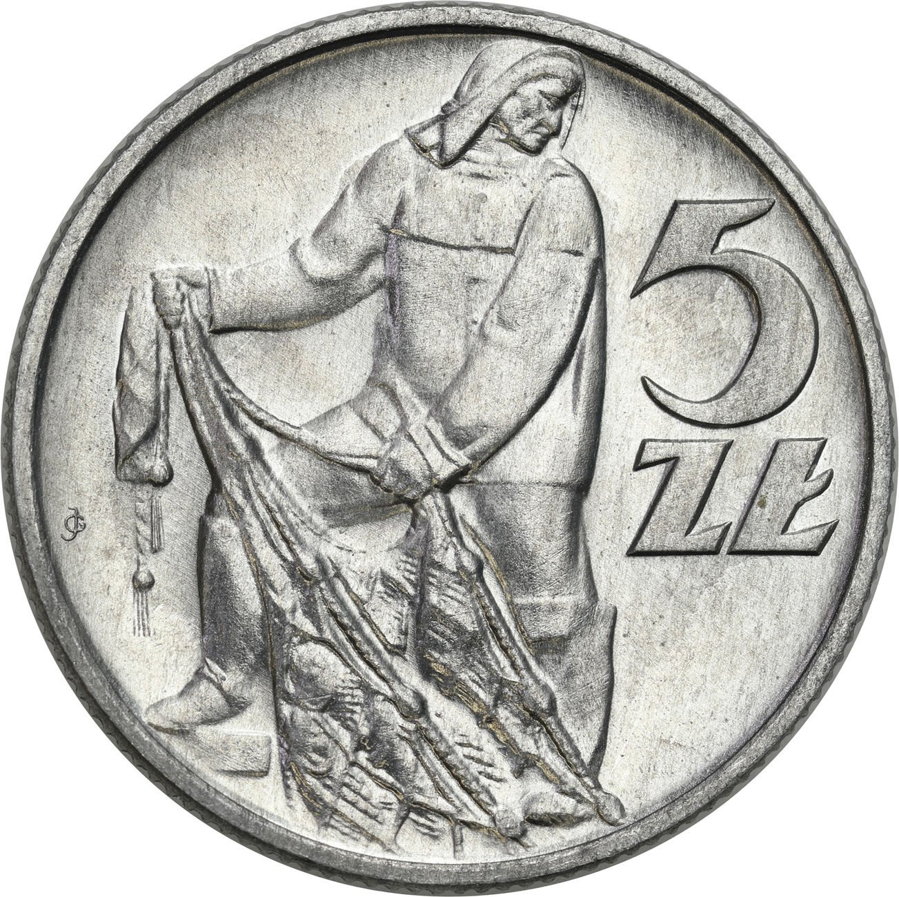 PRL. 5 złotych 1959 Rybak - PIĘKNE