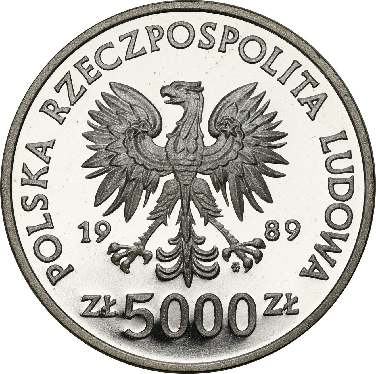 PRL. 5.000 złotych 1989 Jagiełło Półpostać – RZADKIE