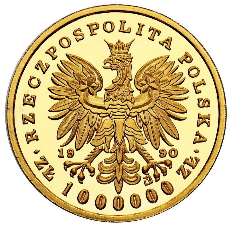 III RP 1 000 000 złotych 1990 Fryderyk Chopin – 12 oz Au