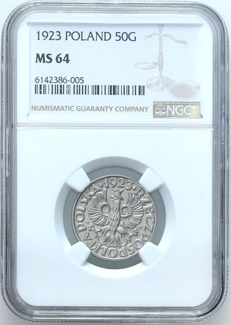 II RP. 50 groszy 1923 NGC MS64 – PIĘKNE