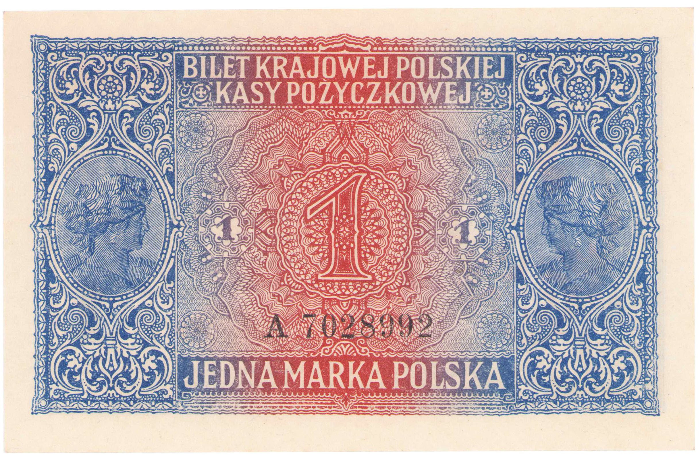 1 marka polska 1916 seria A - jenerał - PIĘKNE