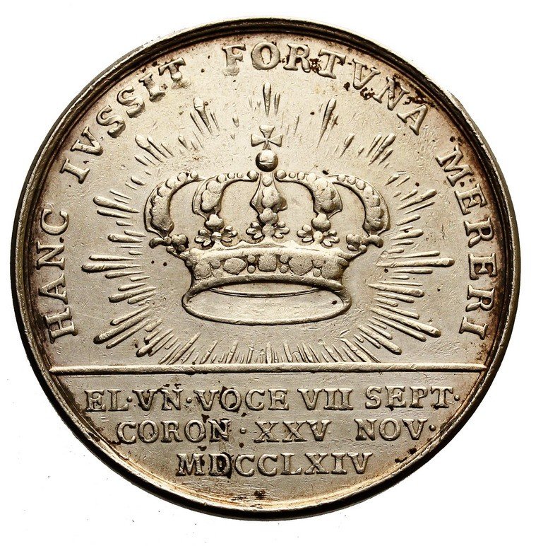 Stanisław August Poniatowski.  Medal koronacyjny 1764, Londyn, srebro