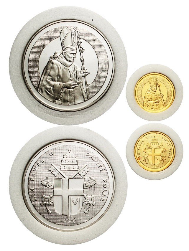 Polska po 1945. Jan Paweł II 1986 zestaw dwóch medali Pd-Au
