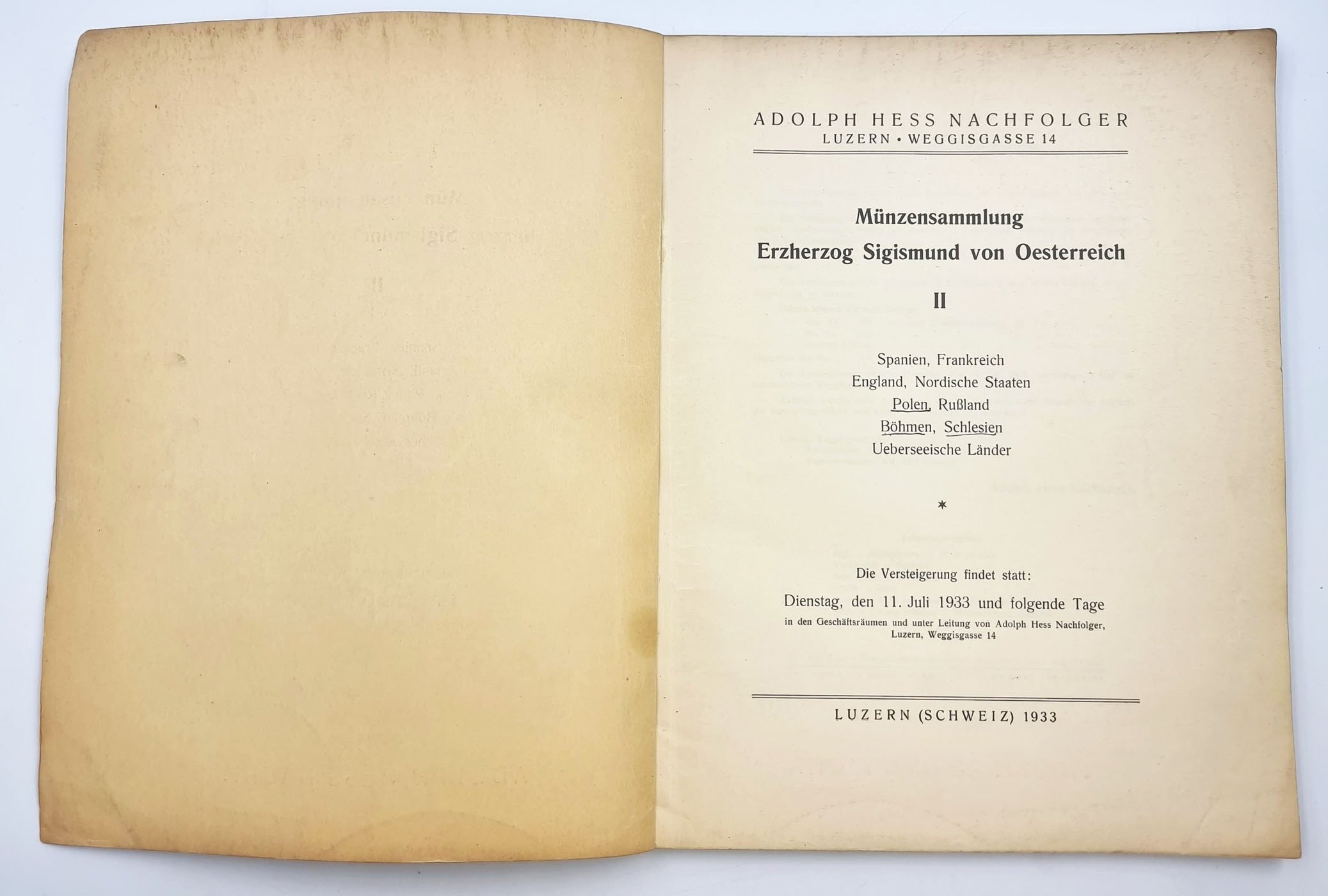 Katalog aukcyjny Adolph Hess Nachfolger - Münzensammlung Erzherzog Sigismund von Oesterreich I Luzern, 28. März 1933