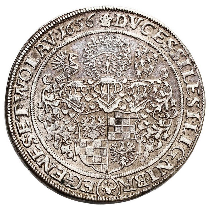 Powiązane z Polską, Śląsk, Pomorze, Prusy. Dwutalar 1656 Brzeg -RRR-